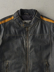 Vintage 90s Washed Black Blink Leather Biker Jacket (S/M)