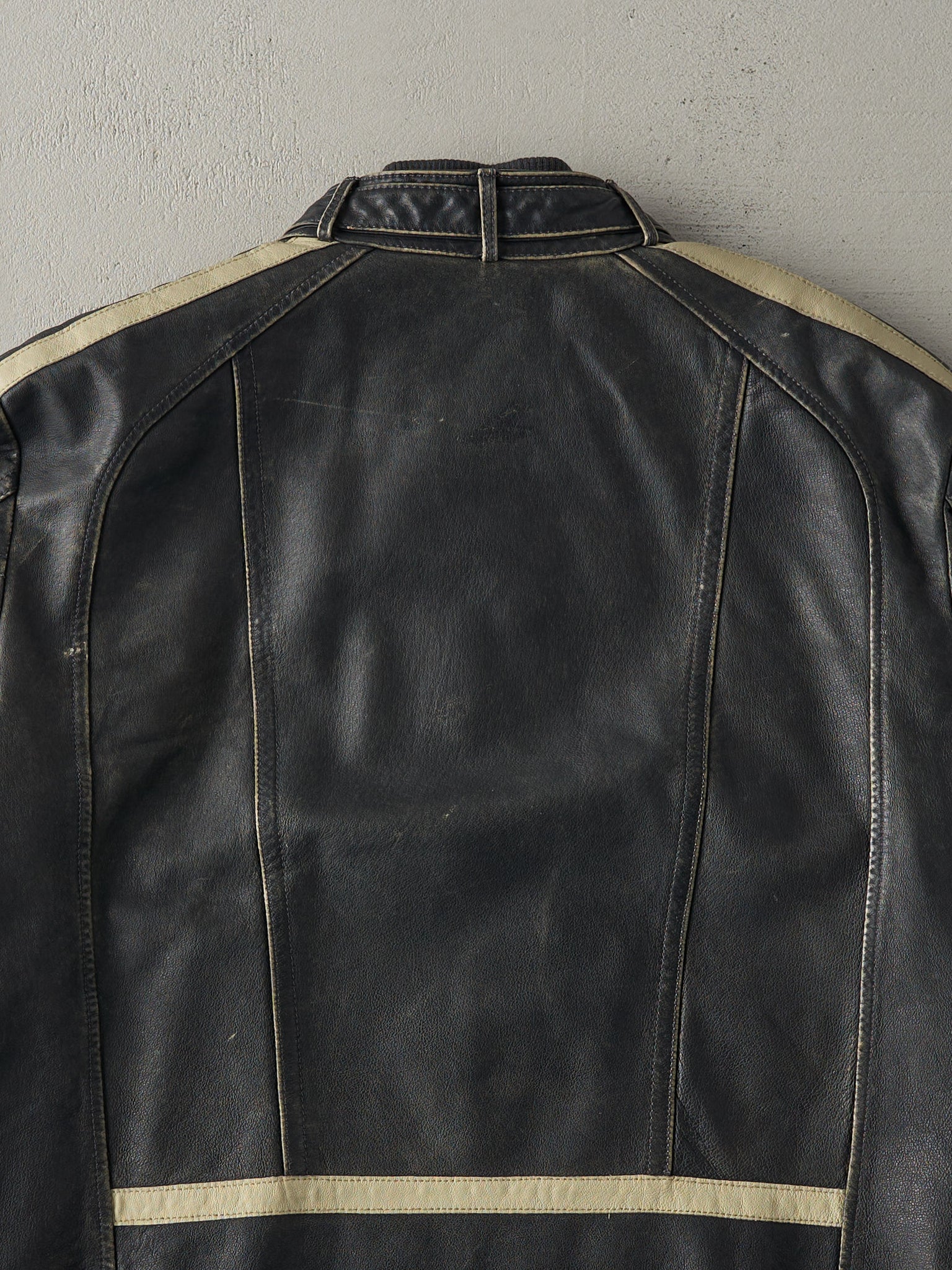 Vintage 90s Washed Black Blink Leather Biker Jacket (S/M)