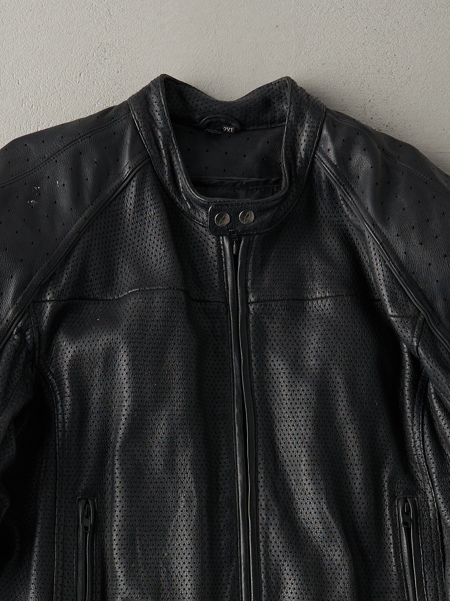 Vintage 90s Black Joe Rocket Perforated Leather Biker Jacket (L)