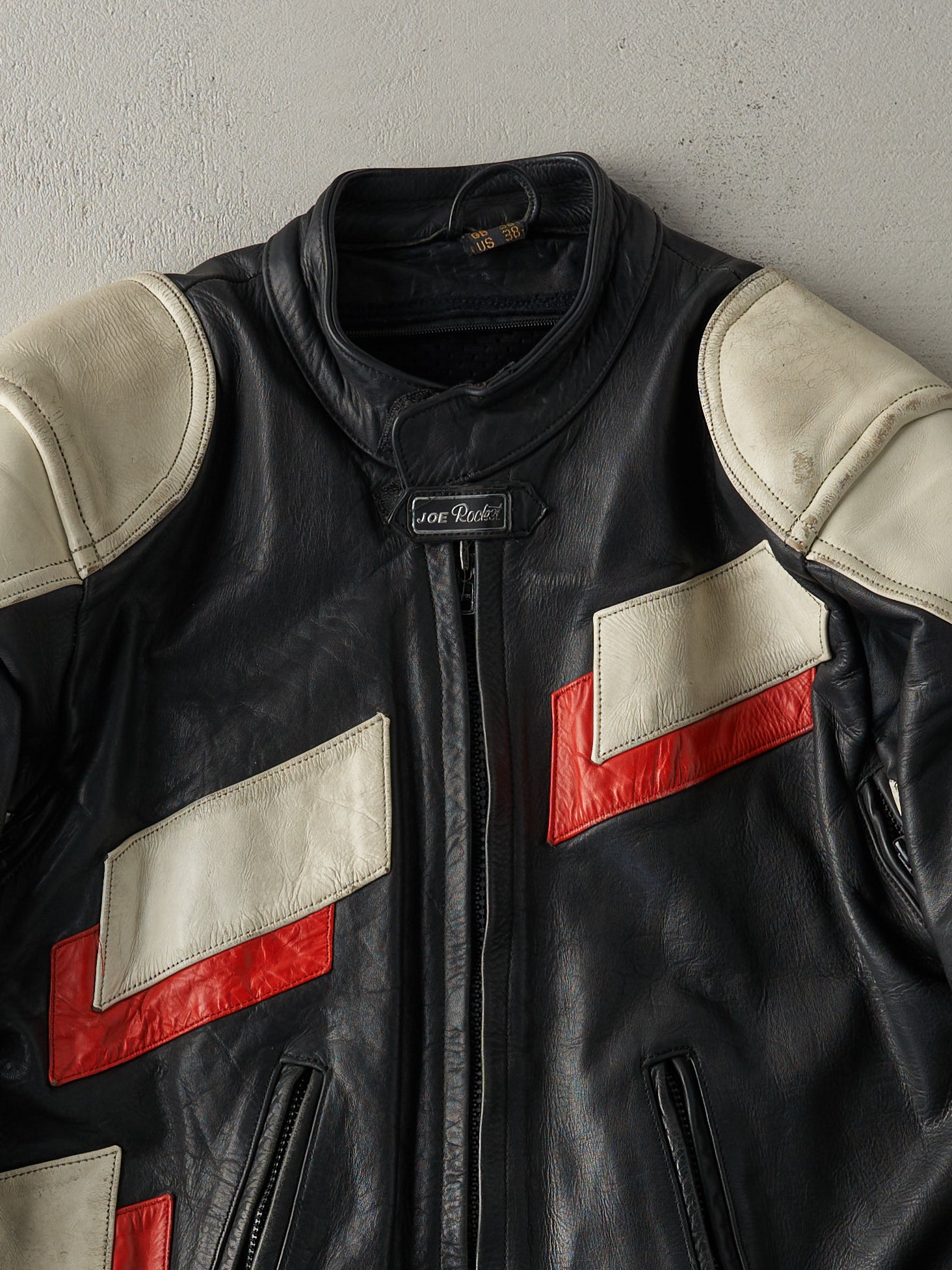 Vintage 90s Black and White Joe Rocket Leather Biker Jacket (S/M)