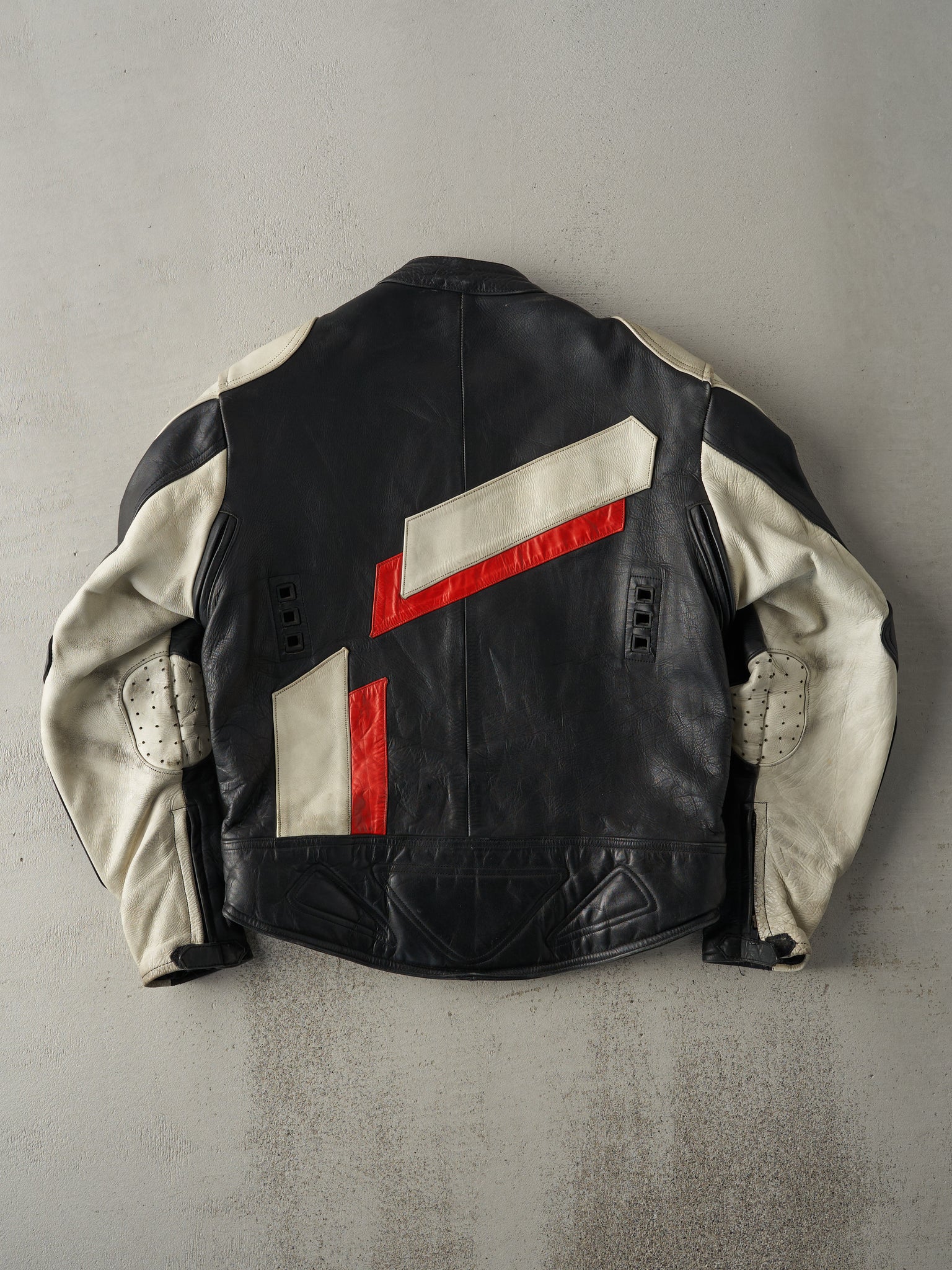 Vintage 90s Black and White Joe Rocket Leather Biker Jacket (S/M)