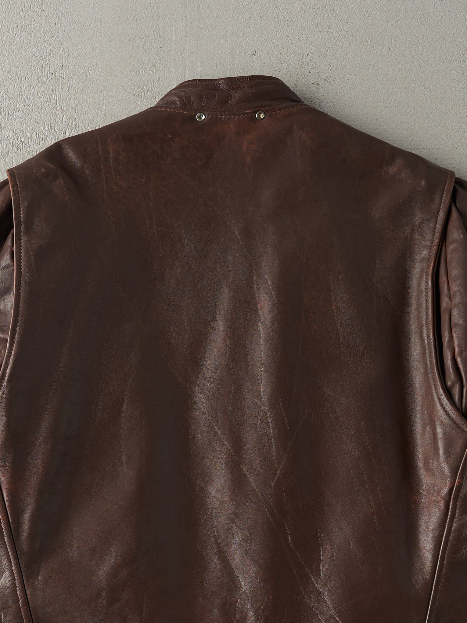 Vintage 80s Brown Leather Biker Style Jacket (M/L)