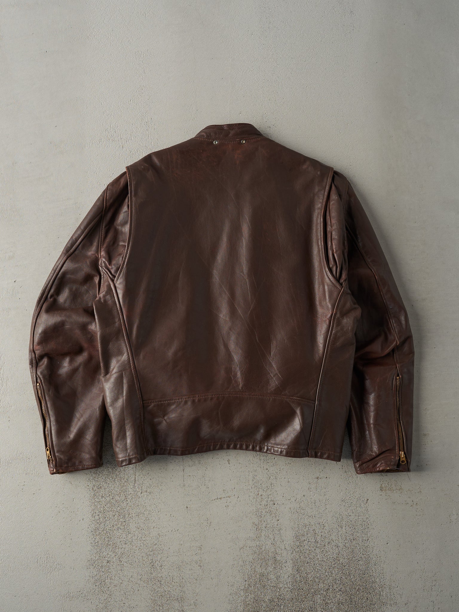 Vintage 80s Brown Leather Biker Style Jacket (M/L)