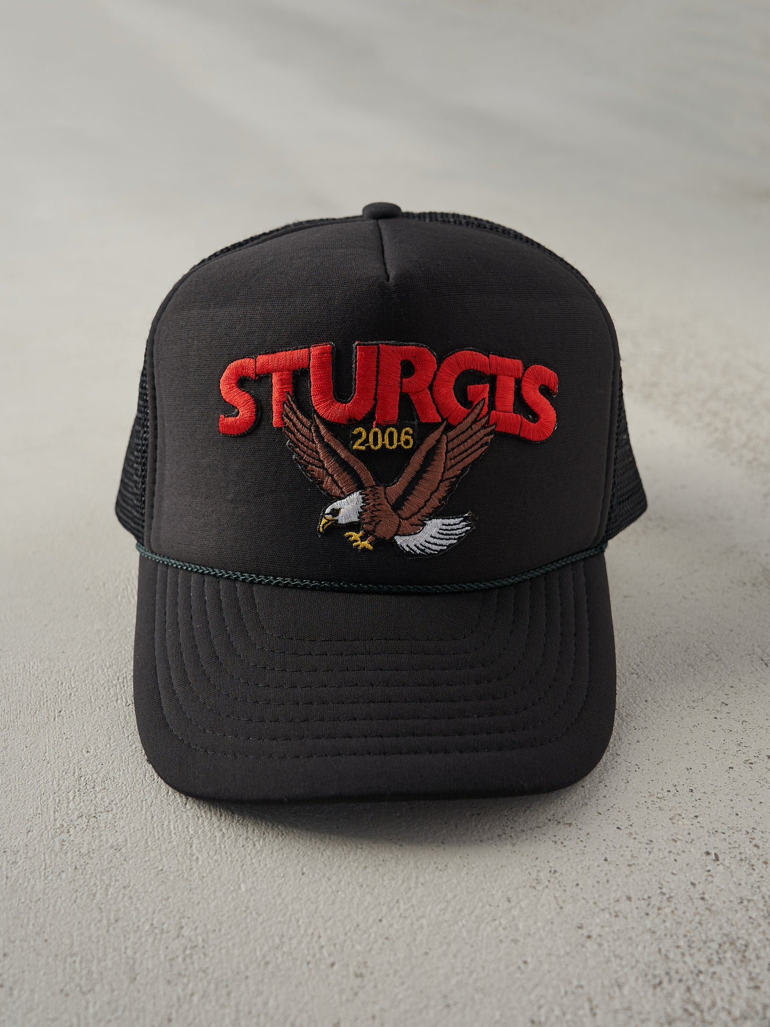 Vintage 06' Black Embroidered Sturgis Foam Trucker Hat