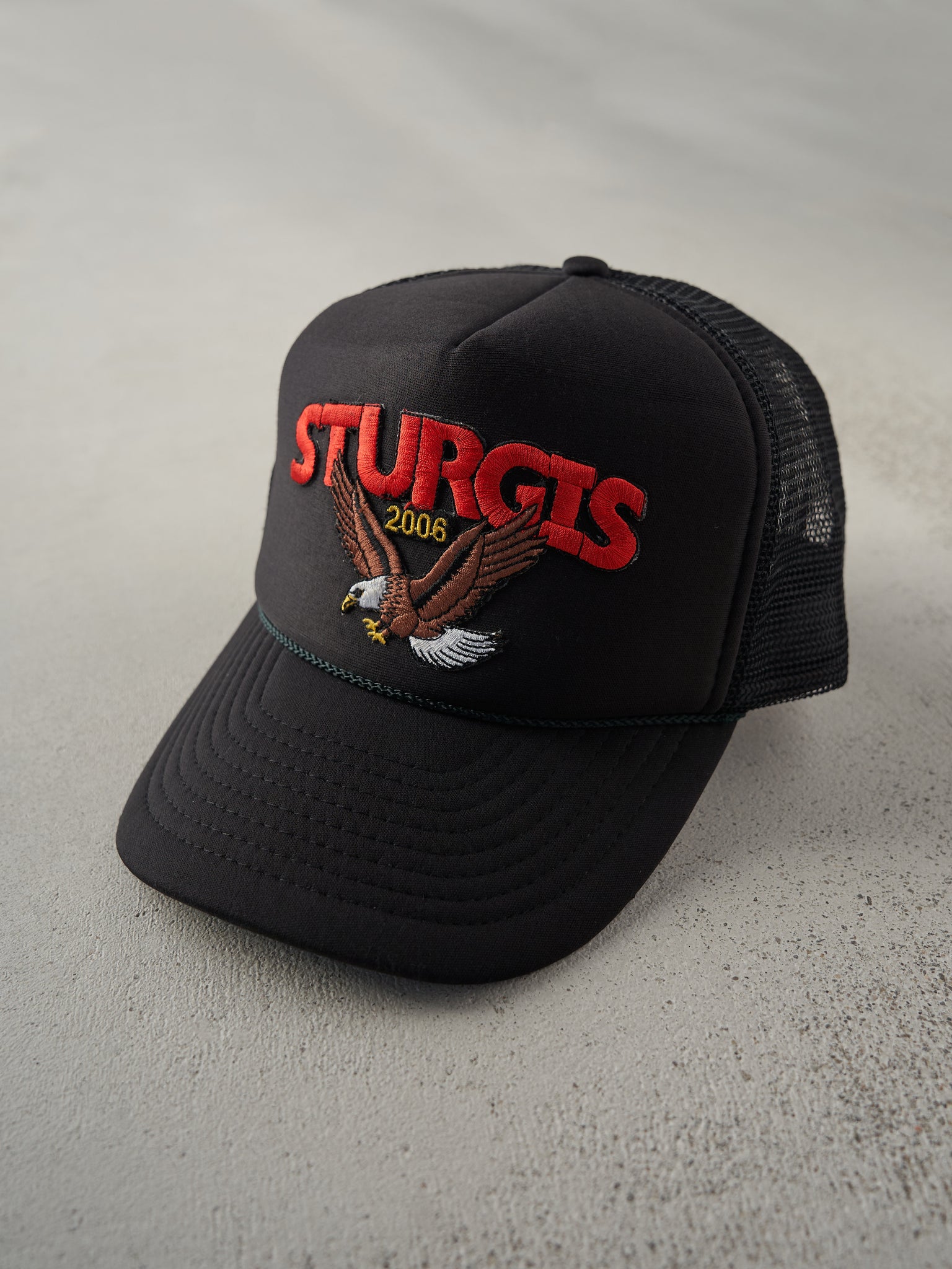 Vintage 06' Black Embroidered Sturgis Foam Trucker Hat