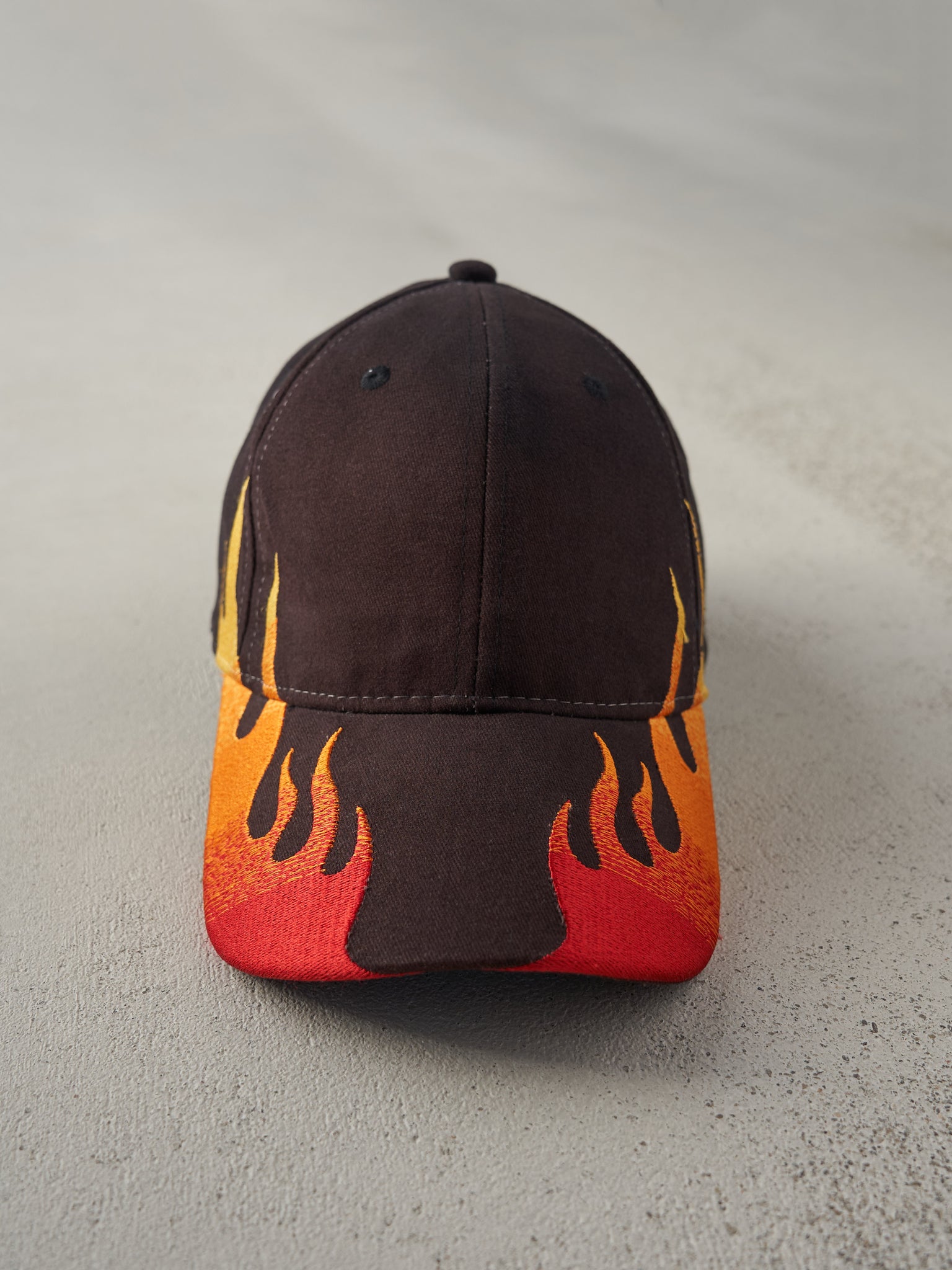 Vintage Y2K Embroidered Flame Velcro Back Hat