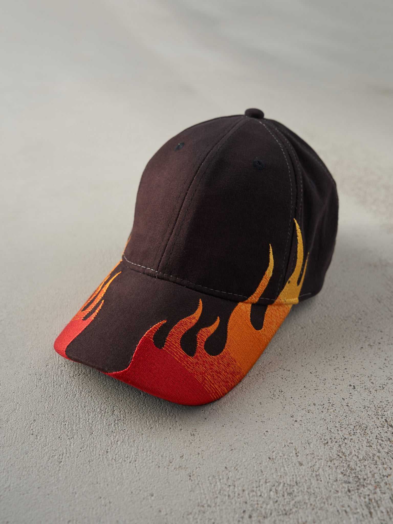 Vintage Y2K Embroidered Flame Velcro Back Hat