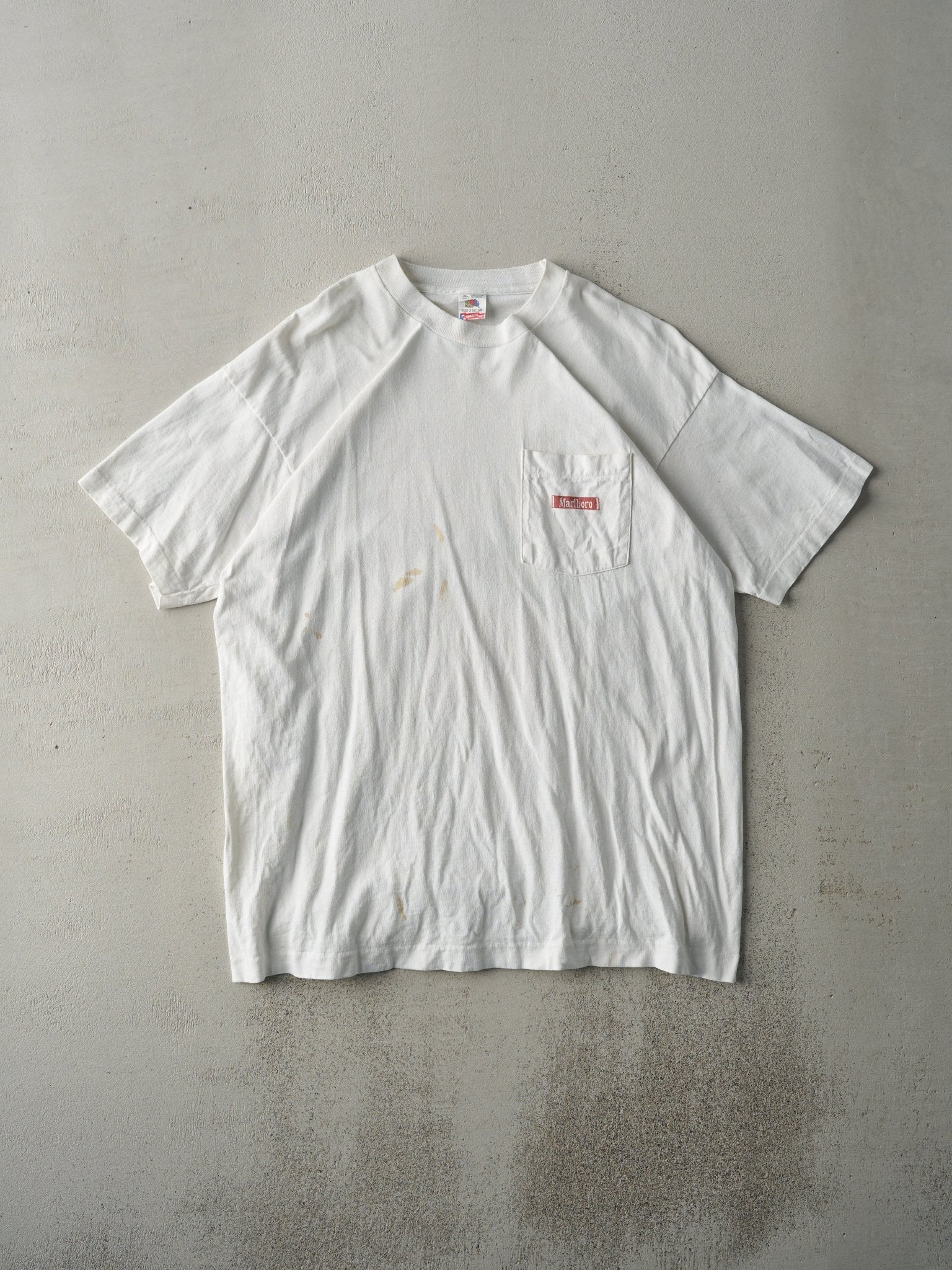 Vintage 90s White Marlboro Single Stitch Pocket Tee (L)