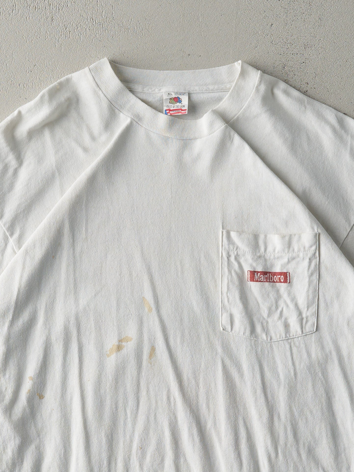 Vintage 90s White Marlboro Single Stitch Pocket Tee (L)