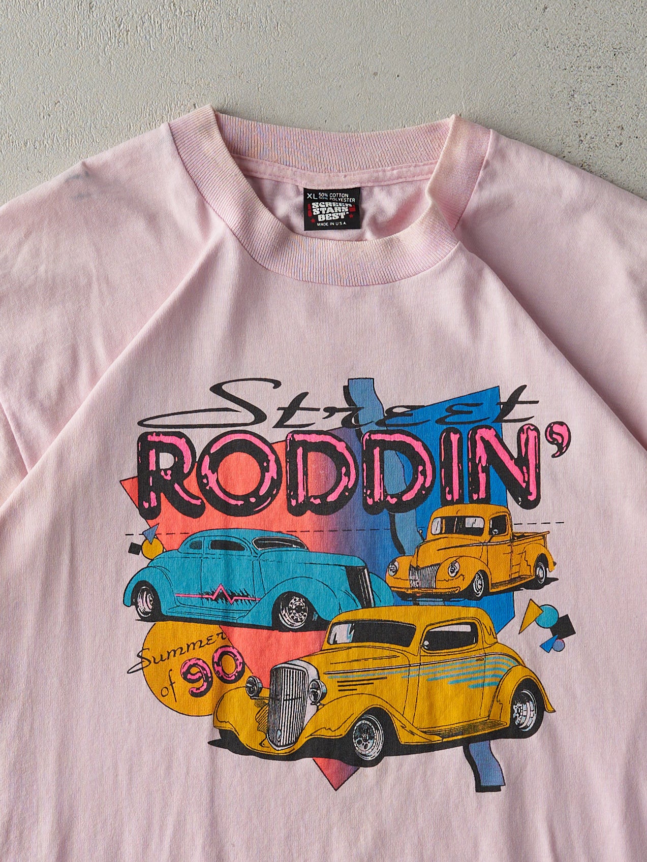 Vintage 90' Baby Pink Street Roddin' Single Stitch Tee (M)