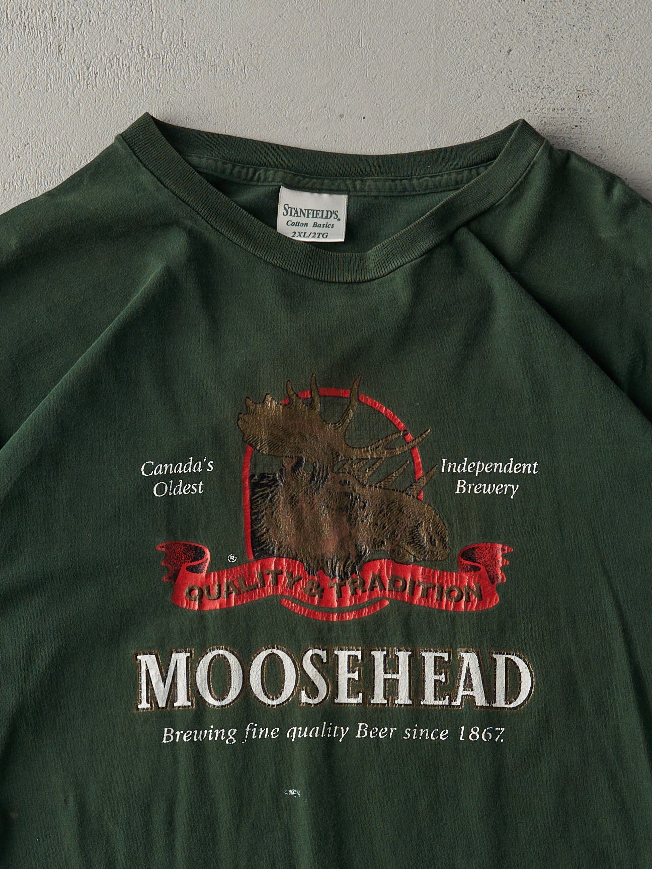 Vintage 90s Forest Green Moose Head Single Stitch Tee (XL)