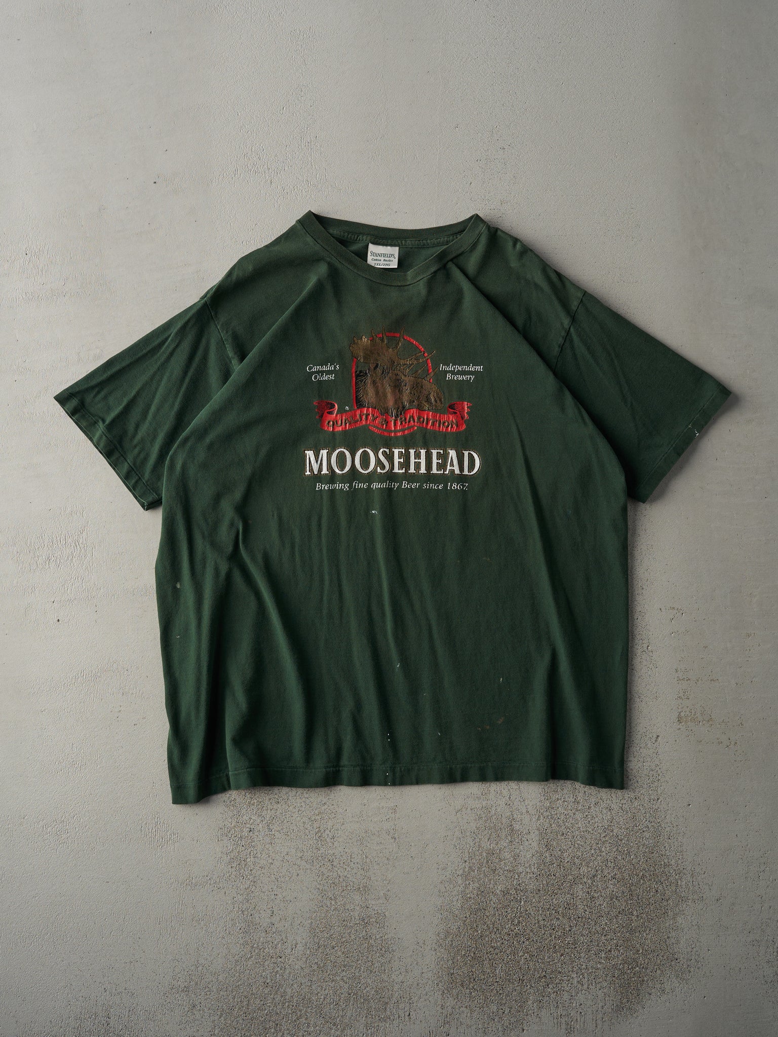 Vintage 90s Forest Green Moose Head Single Stitch Tee (XL)