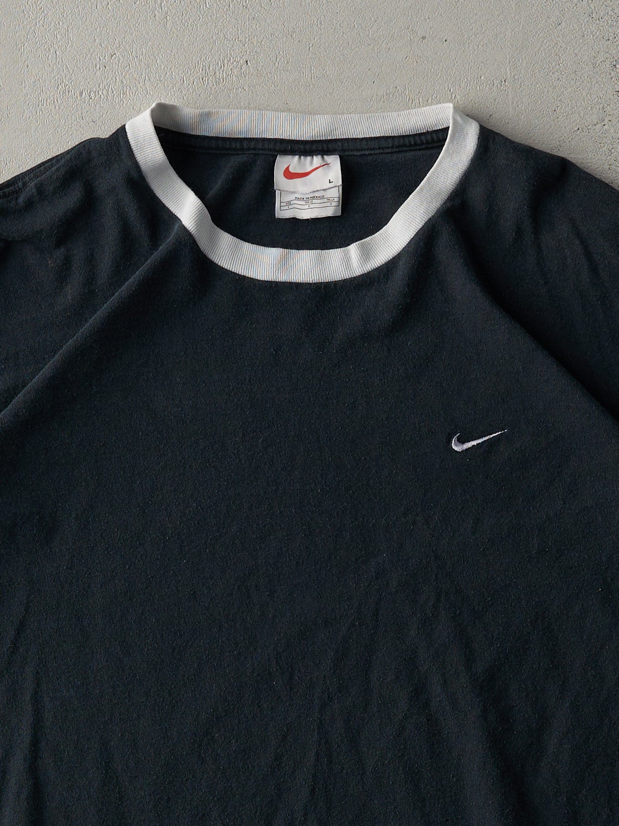 Vintage 90s Black Nike Swoosh Ringer Tee (M)