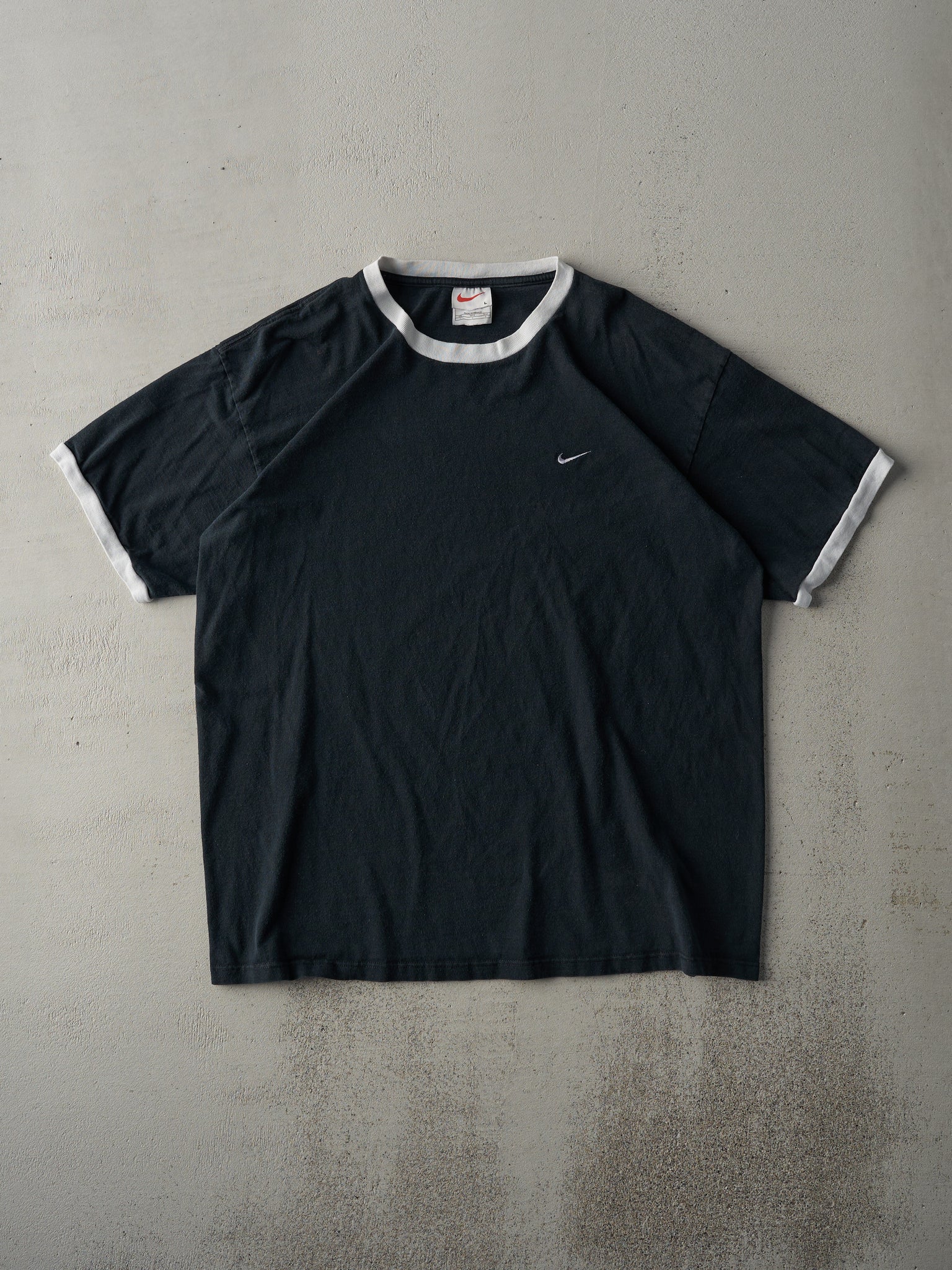 Vintage 90s Black Nike Swoosh Ringer Tee (M)