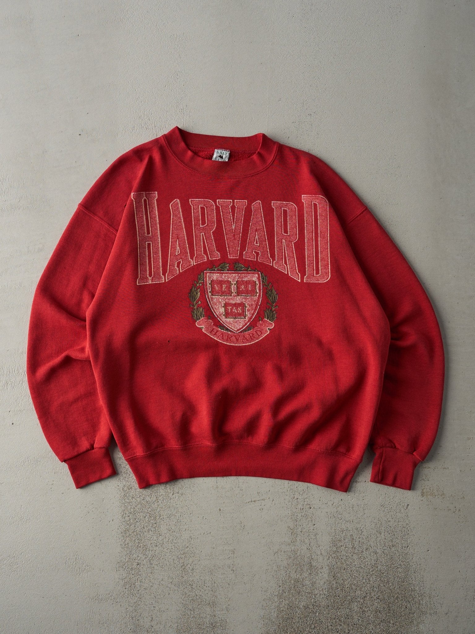 Vintage 90s Faded Red Harvard University Emblem Crewneck (L)