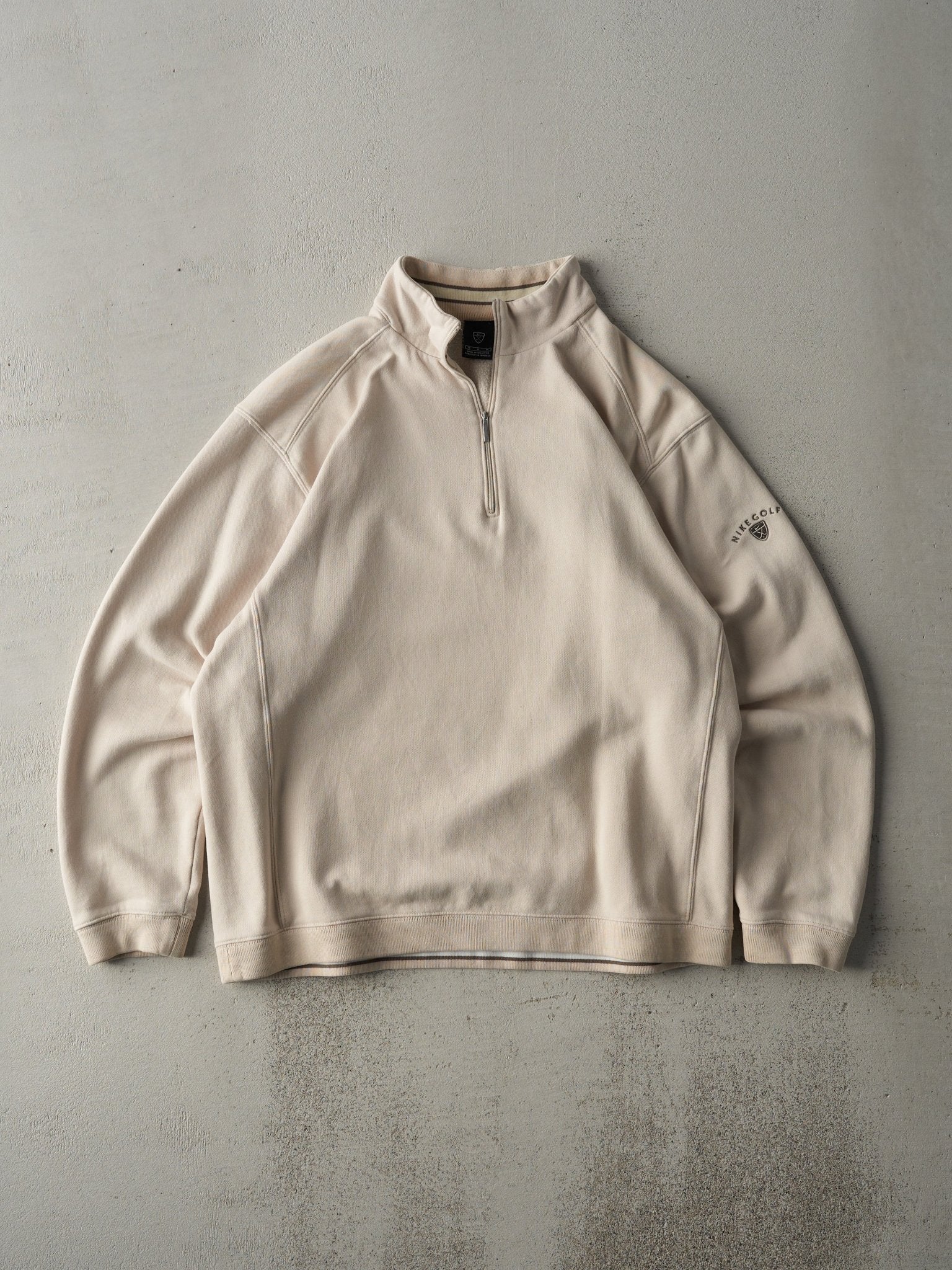 Vintage 90s Beige Nike Golf Quarter Zip Crewneck (M)