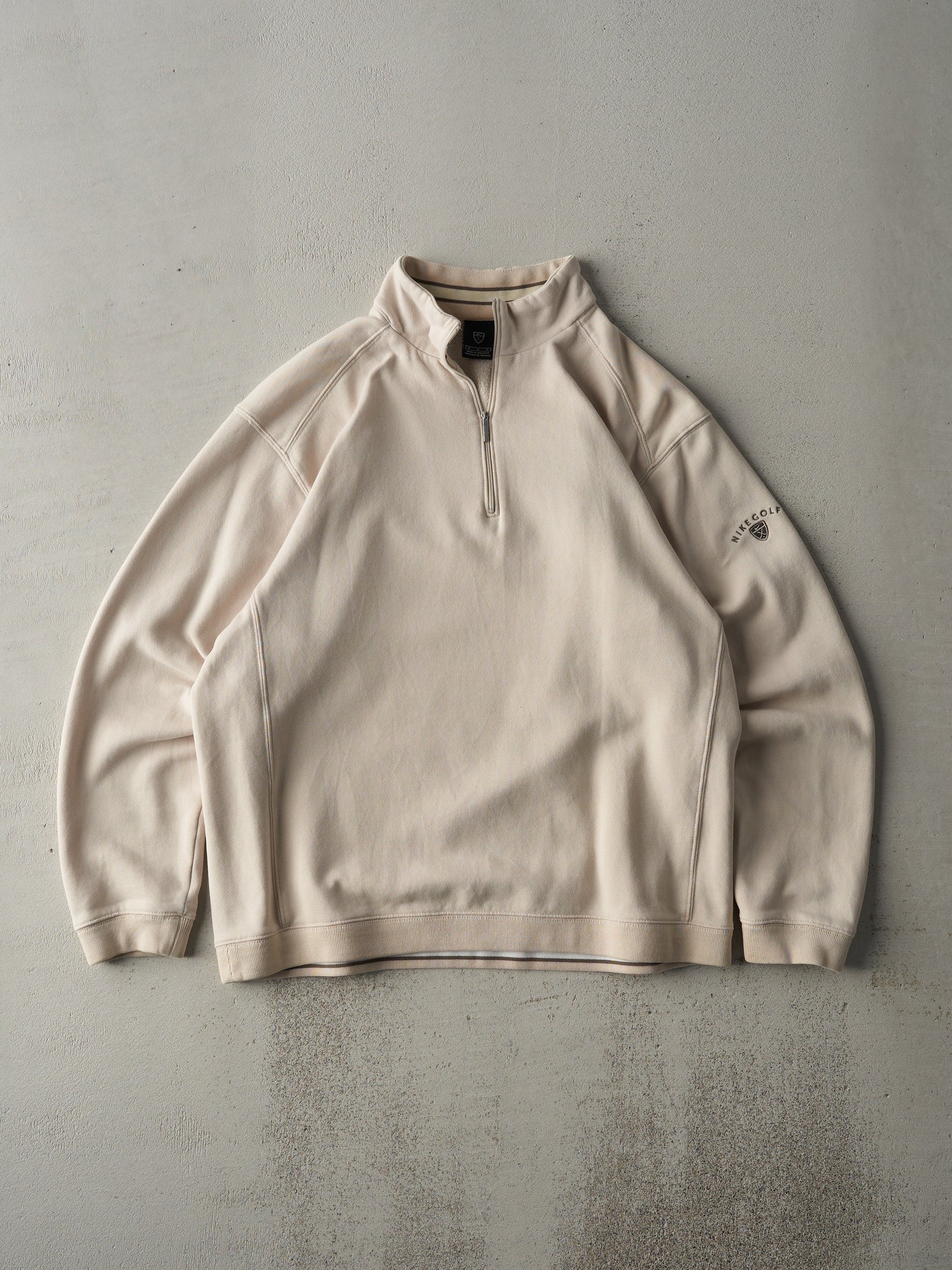 Vintage 90s Beige Nike Golf Quarter Zip Crewneck (M)