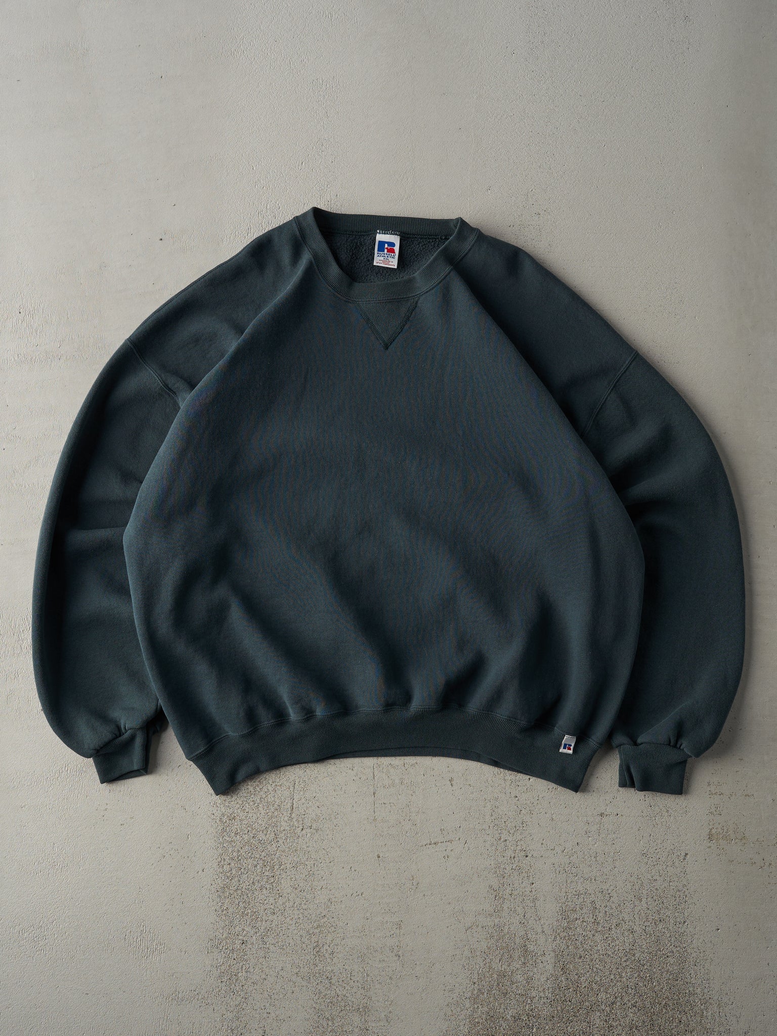 Vintage 90s Deep Green Russell Athletics Blank Crewneck (XL)