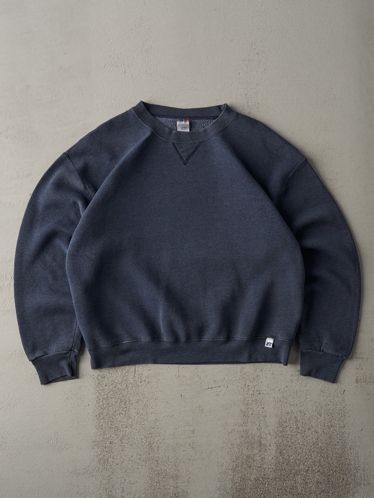 Vintage 90s Washed Navy Russell Athletics Blank Crewneck (M)