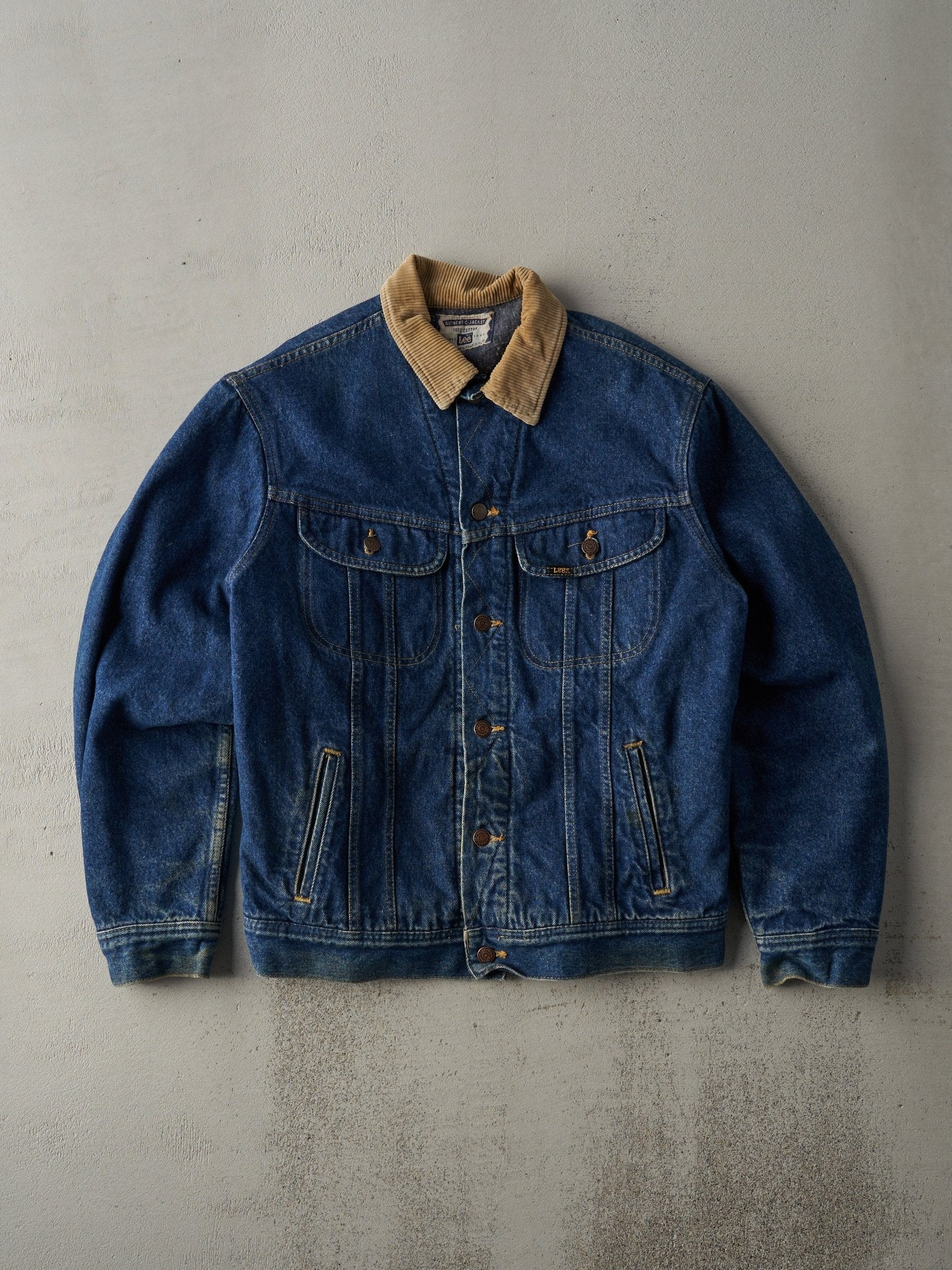 Vintage 80s Dark Wash Lee Blanket Lined Denim Jacket (M)