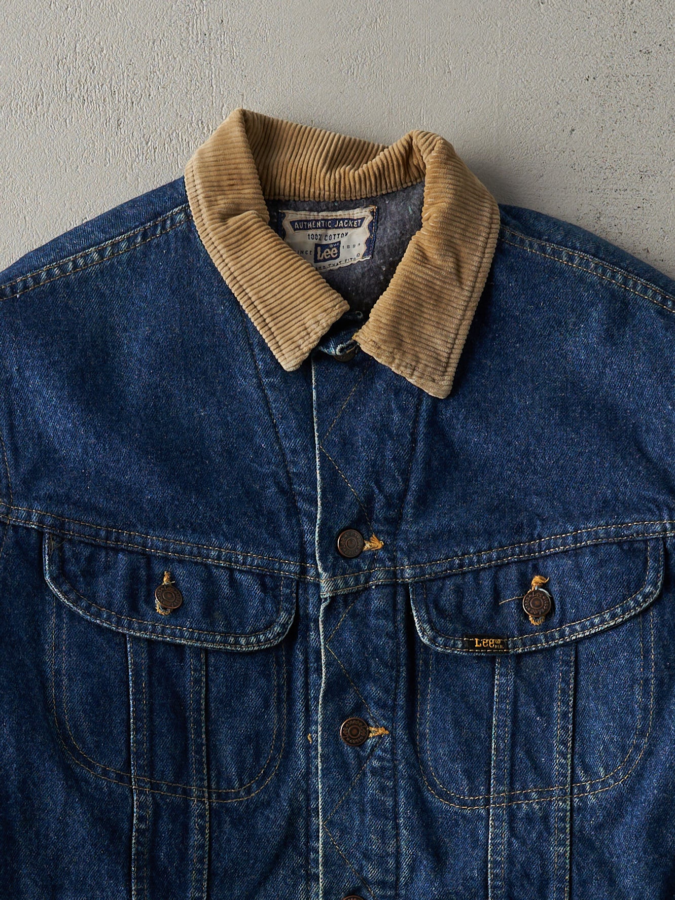 Vintage 80s Dark Wash Lee Blanket Lined Denim Jacket (M)