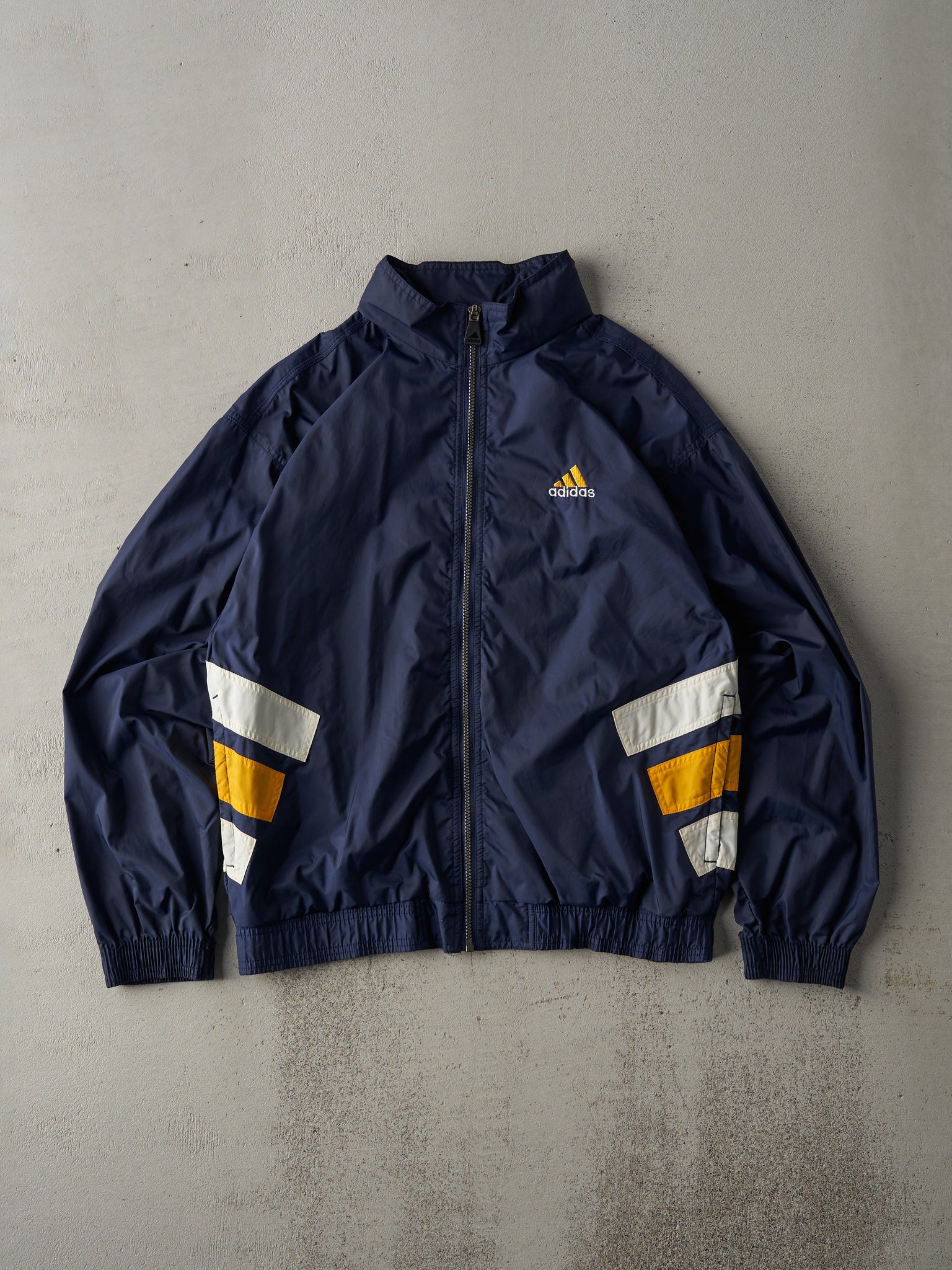 Vintage 90s Navy Striped Adidas Track Jacket (S/M)