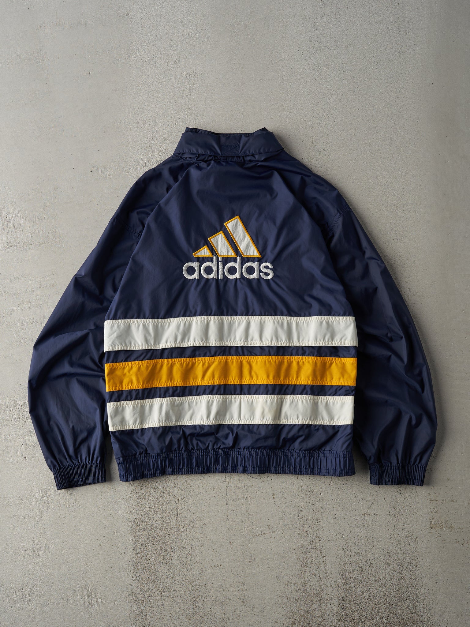 Vintage 90s Navy Striped Adidas Track Jacket (S/M)