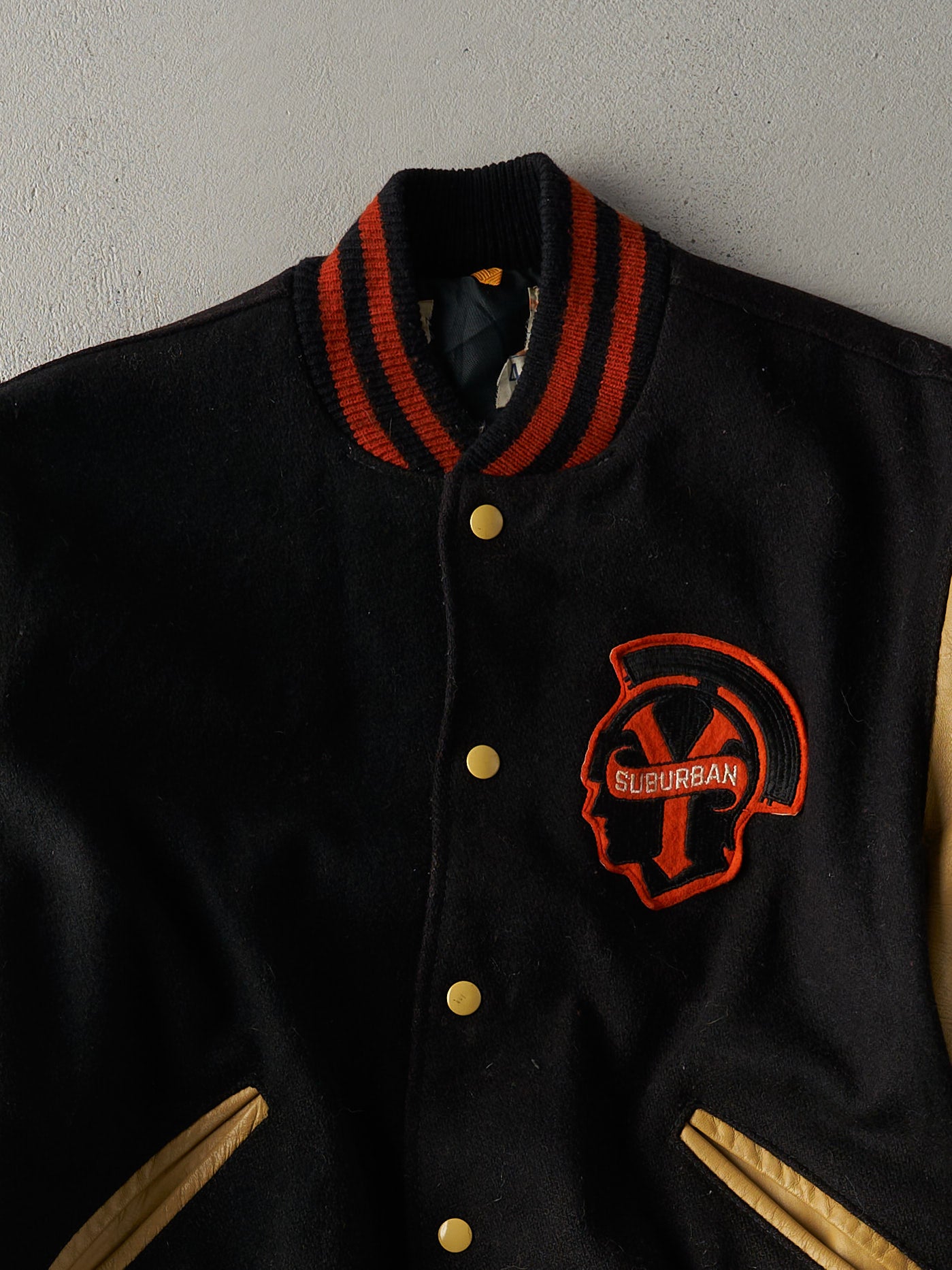 Vintage 70s Black and Yellow Suburban Varsity Jacket (M/L)