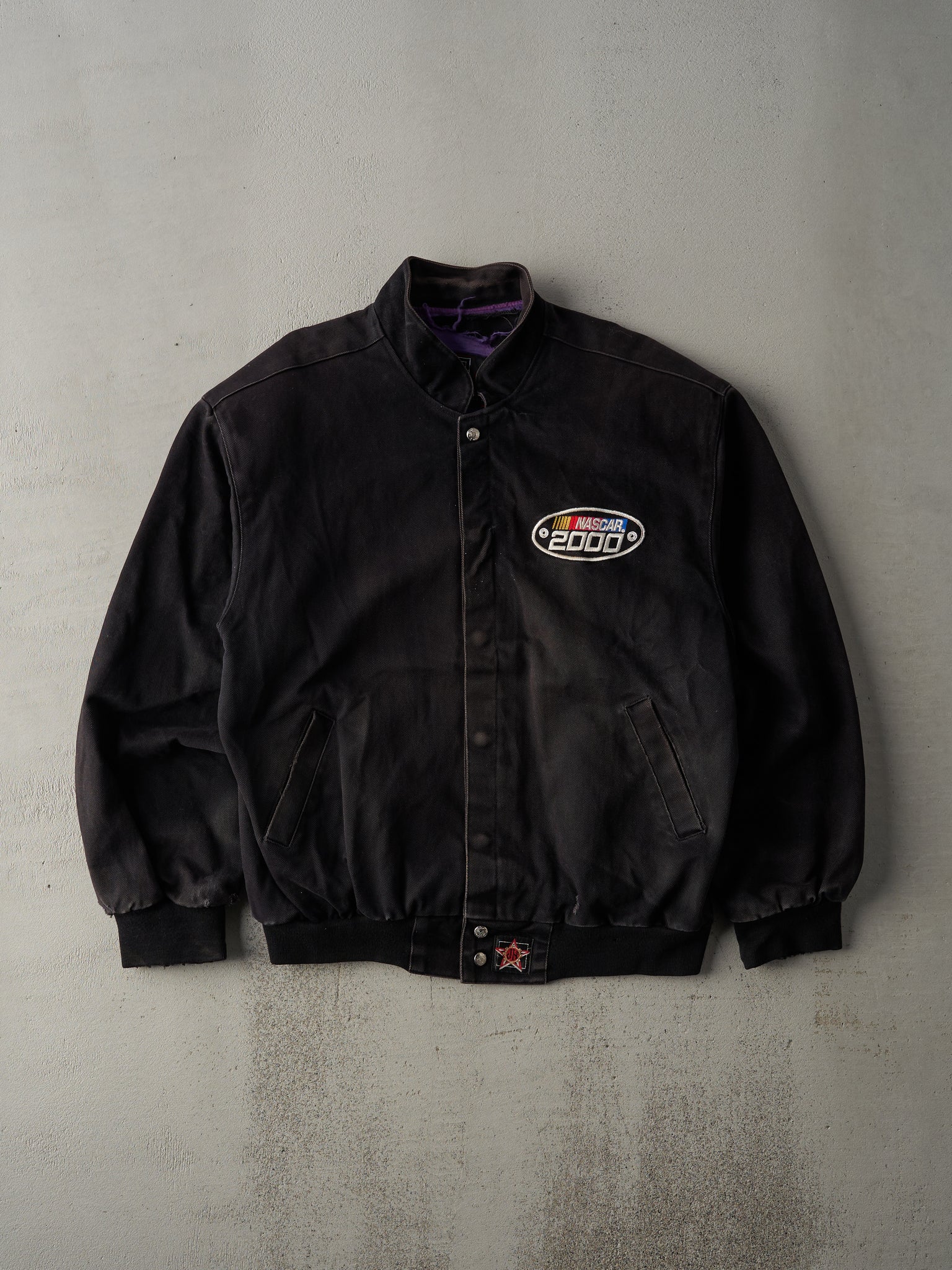 Vintage 00' Faded Black Nascar Racing Jacket (L)