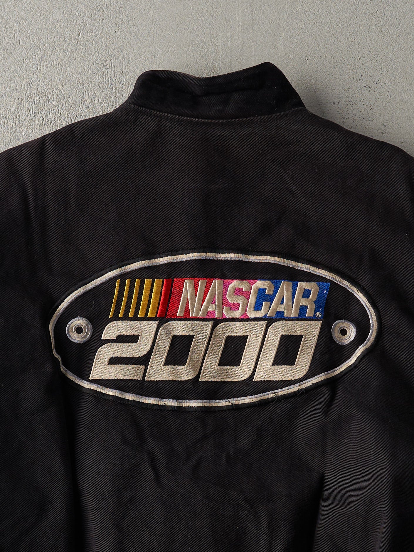 Vintage 00' Faded Black Nascar Racing Jacket (L)