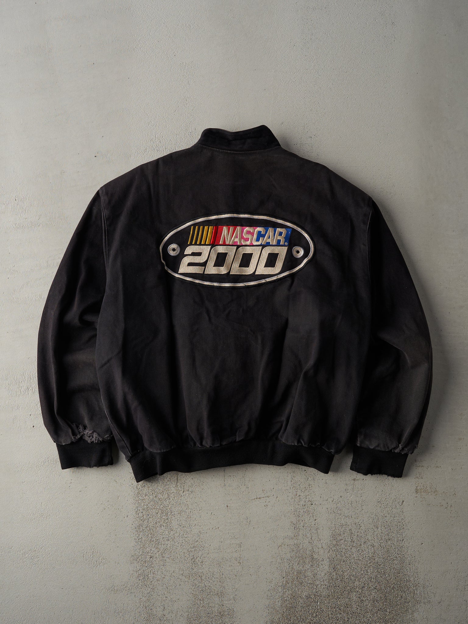 Vintage 00' Faded Black Nascar Racing Jacket (L)