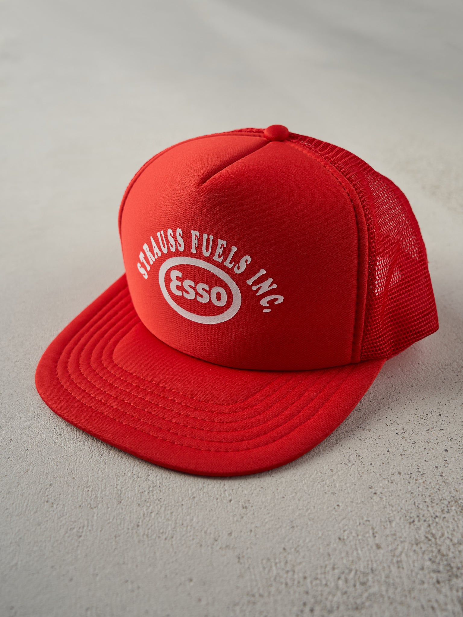 Vintage 90s Red Esso Fuel Foam Trucker Hat
