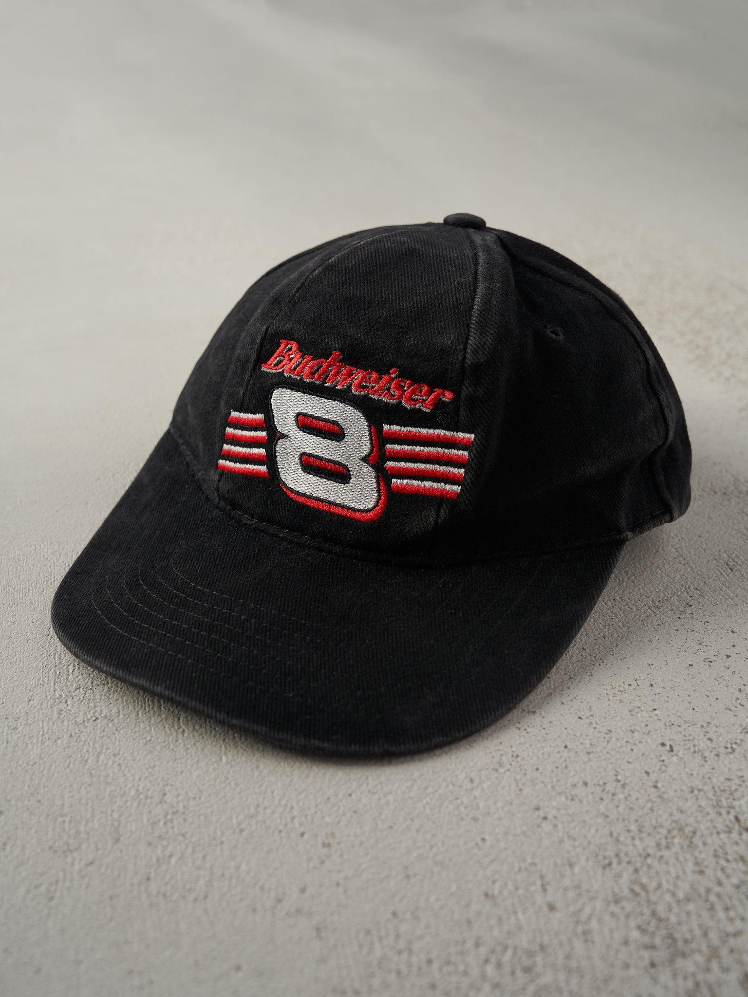 Vintage 90s Black Budweiser Dale Earnhardt Nascar Racing Strap Back