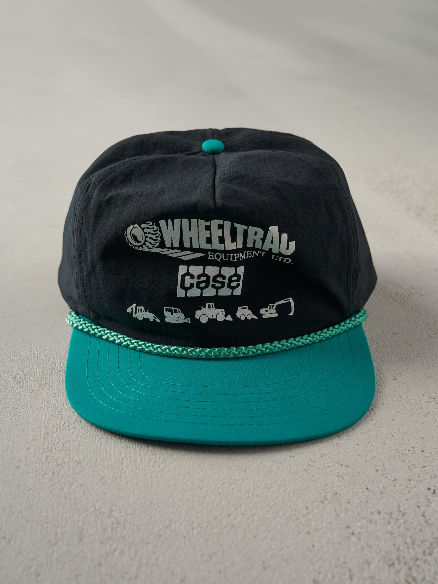 Vintage 80s Black Wheeltrac Equipment LTD Snapback Hat