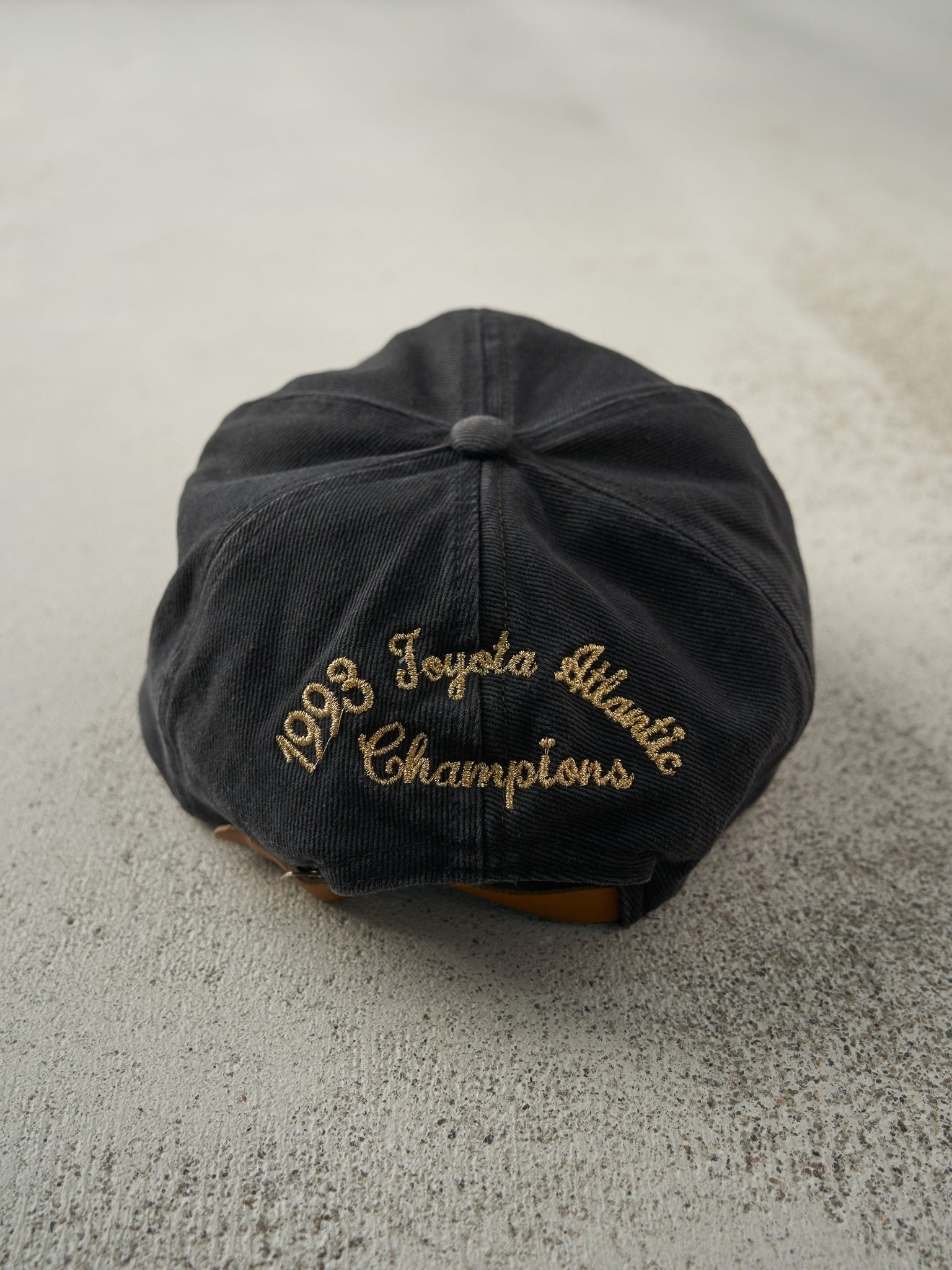 Vintage 93' Black Embroidered Canaska Racing Leather Strapback Hat