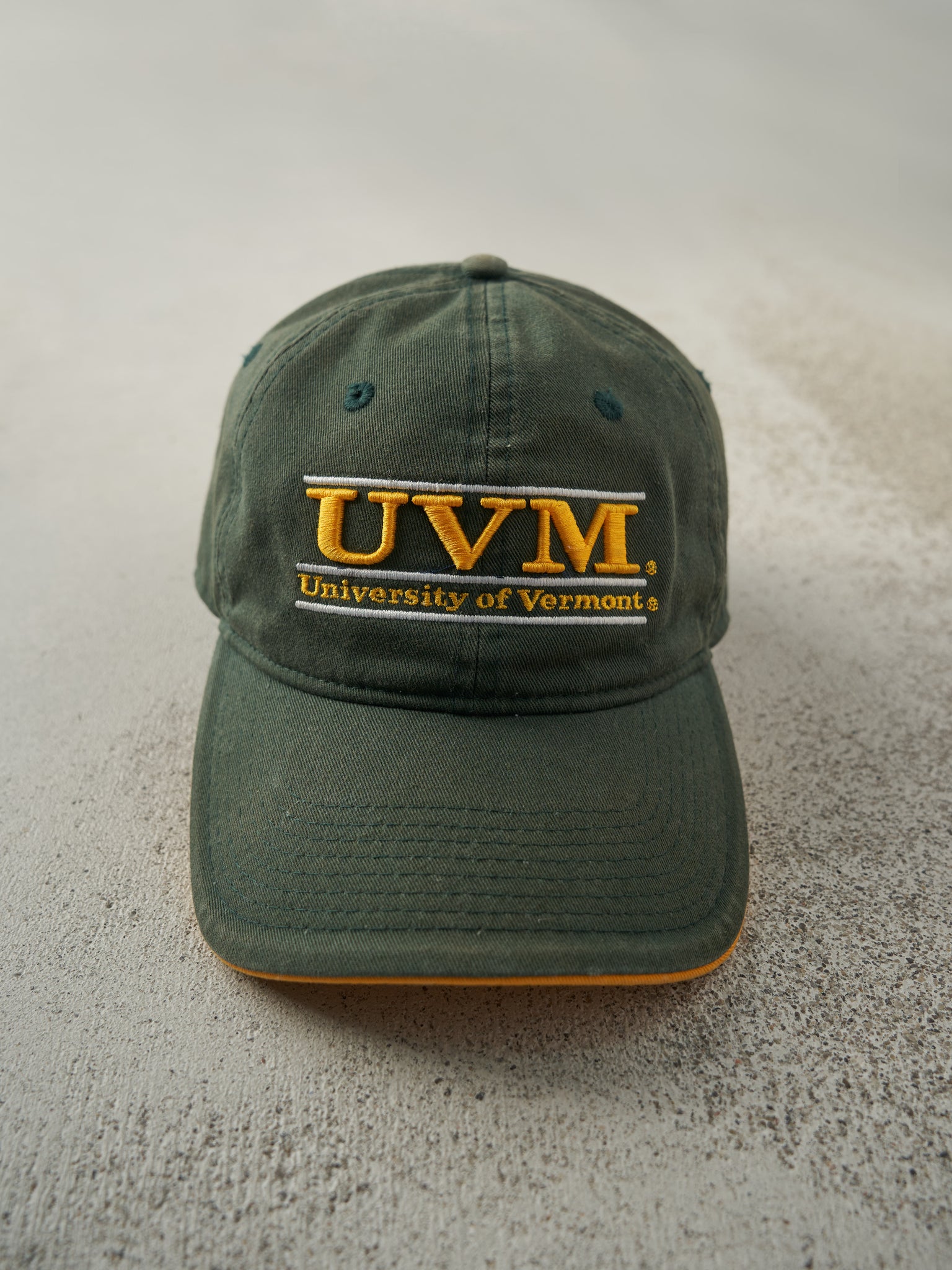 Vintage Y2K Green Embroidered University of Vermont Velcro Back Hat