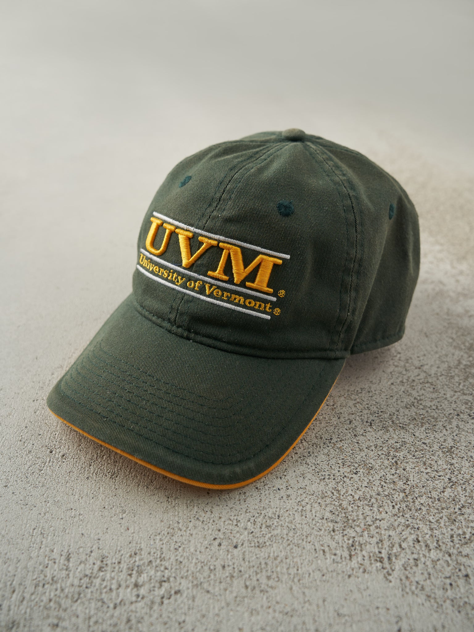 Vintage Y2K Green Embroidered University of Vermont Velcro Back Hat