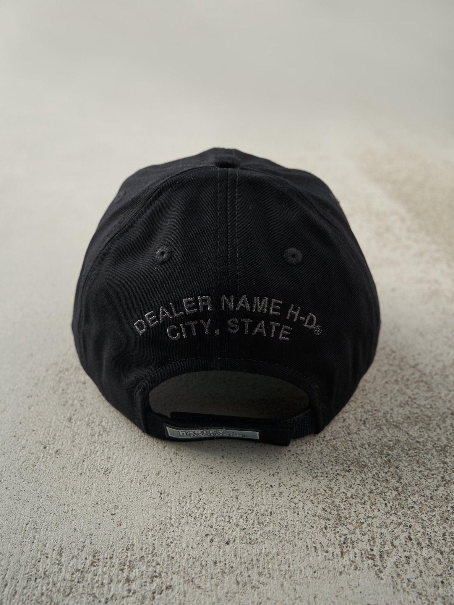 Vintage Y2K Black Tonal Embroidered Harley Davidson Velcro Hat