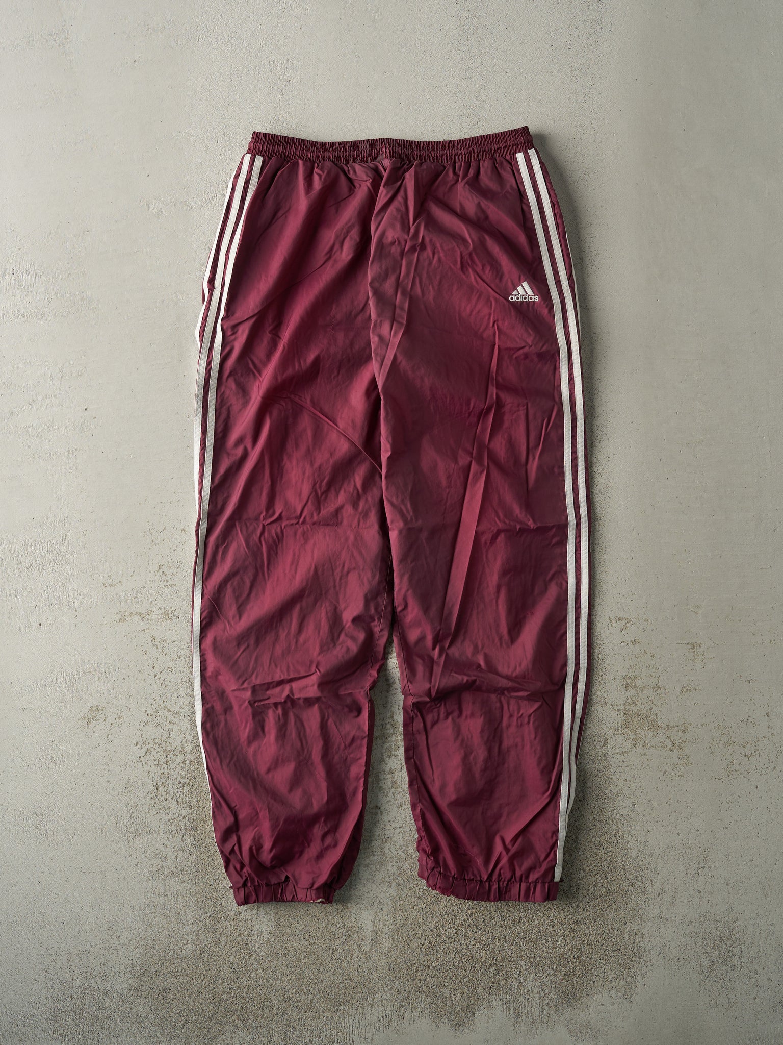 Vintage 90s Burgundy Adidas Track Pants (33x31)