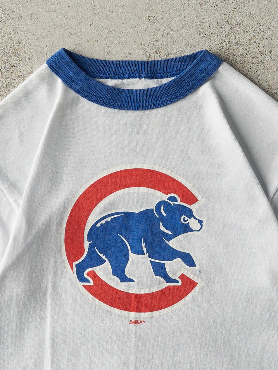 Vintage Y2K White & Blue Chicago Cubs Ringer Tee (XS/S)