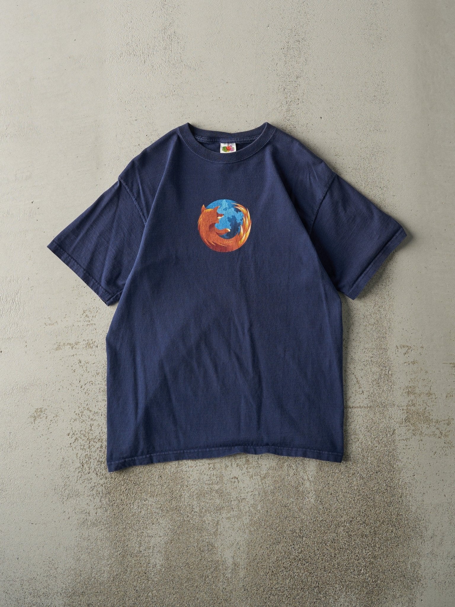 Vintage Y2K Navy Blue Mozilla Firefox Tee (S/M)