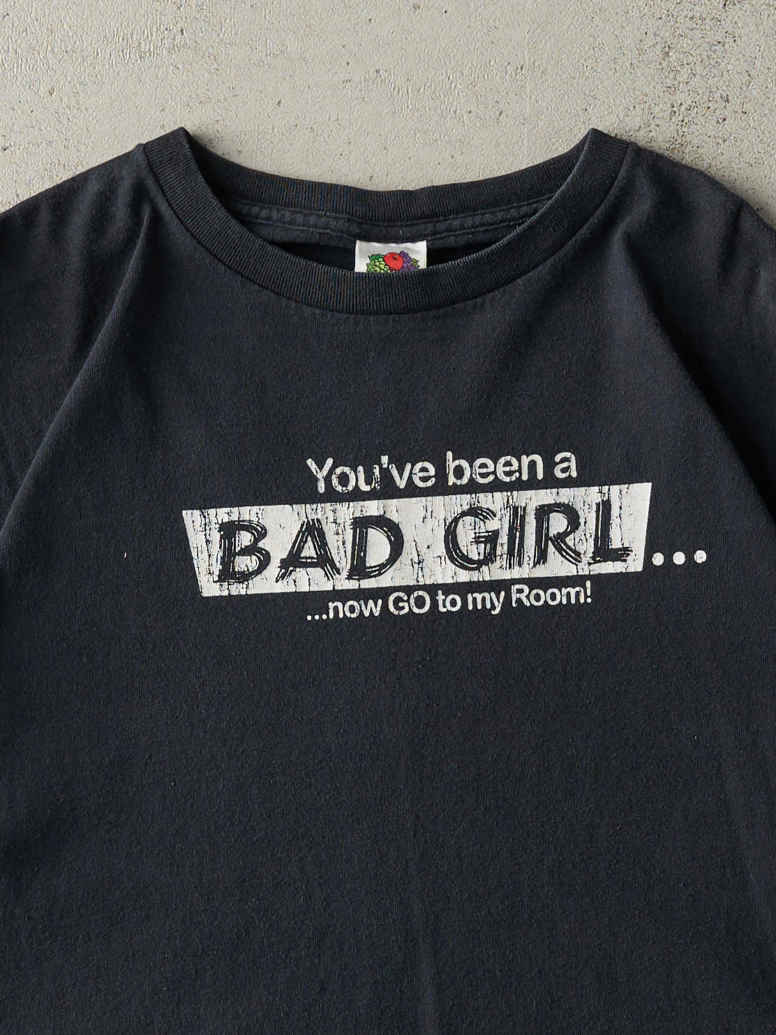 Vintage Y2K Black "Bad Girl" Slogan Tee (L)