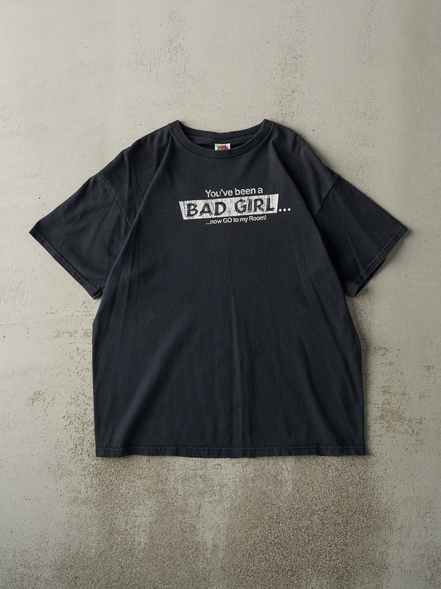 Vintage Y2K Black "Bad Girl" Slogan Tee (L)