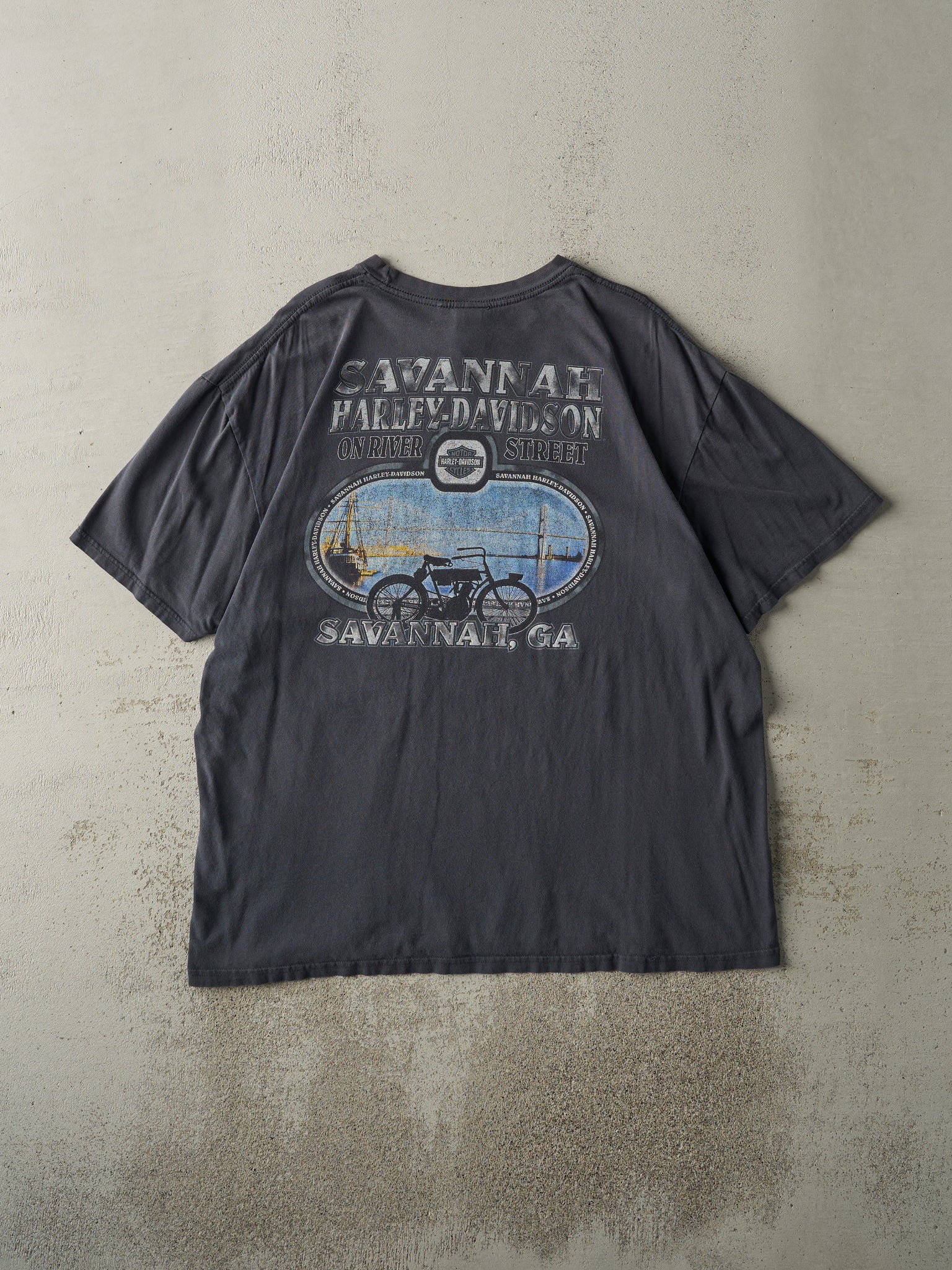 14' Charcoal Grey Savannah, GA Harley Davidson Tee (L/XL)