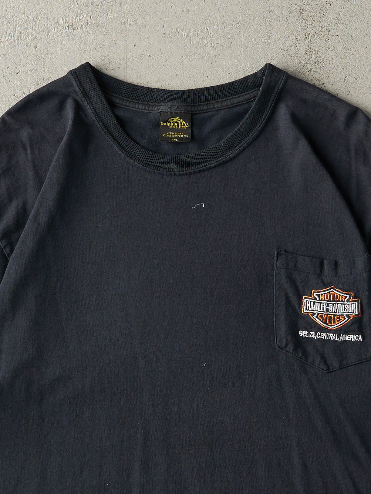 Vintage Y2K Faded Black Embroidered Harley Davidson Belize Pocket Tee (XL)