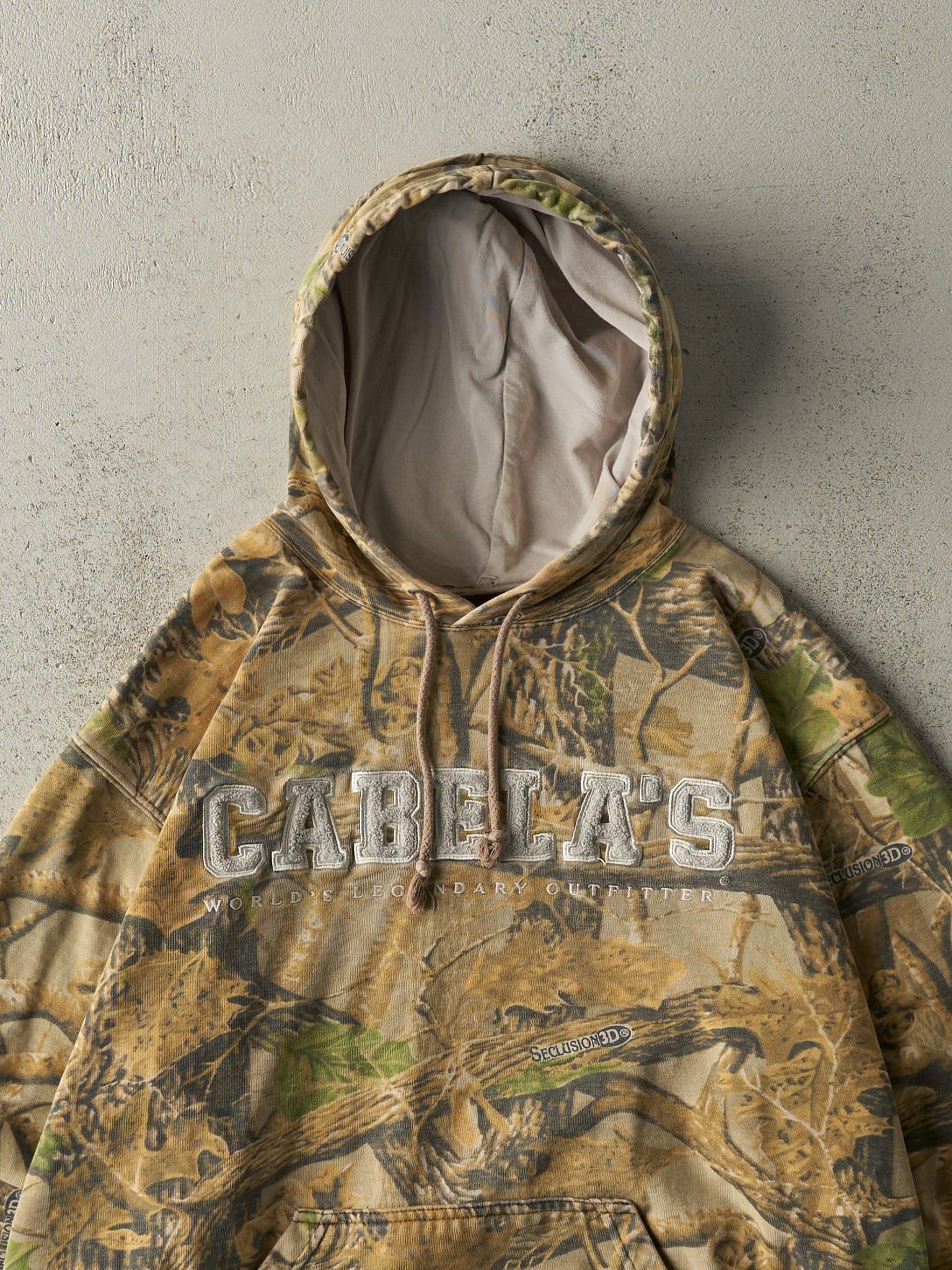 Vintage Y2K Camo Embroidered Cabelas x Seclusion 3D Camo Hoodie (L