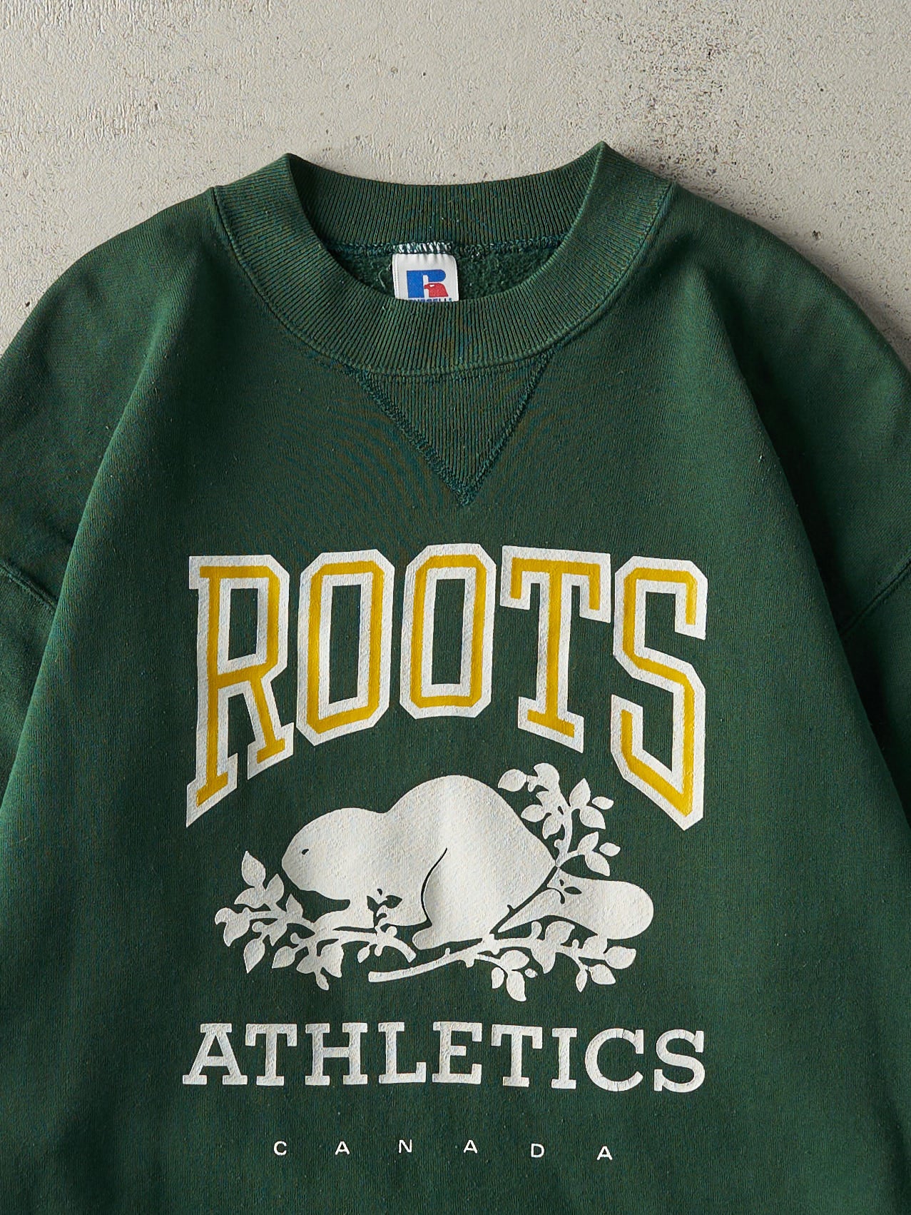 Vintage 90s Green Roots Russell Athletic Crewneck (M)