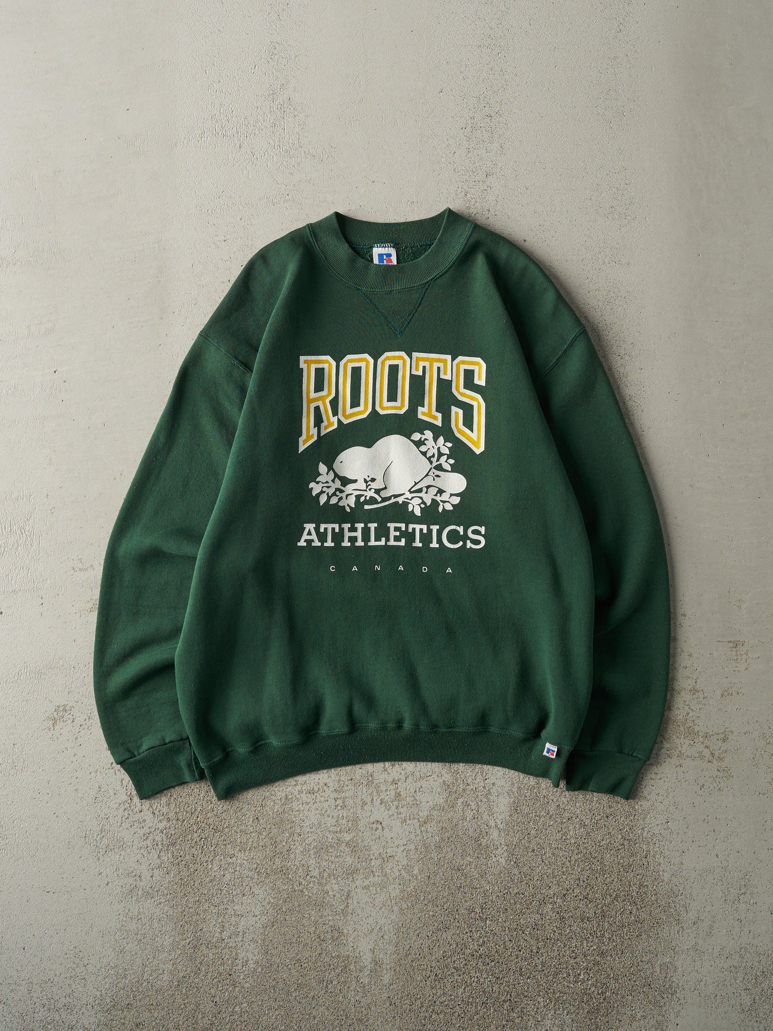 Vintage 90s Green Roots Russell Athletic Crewneck (M)