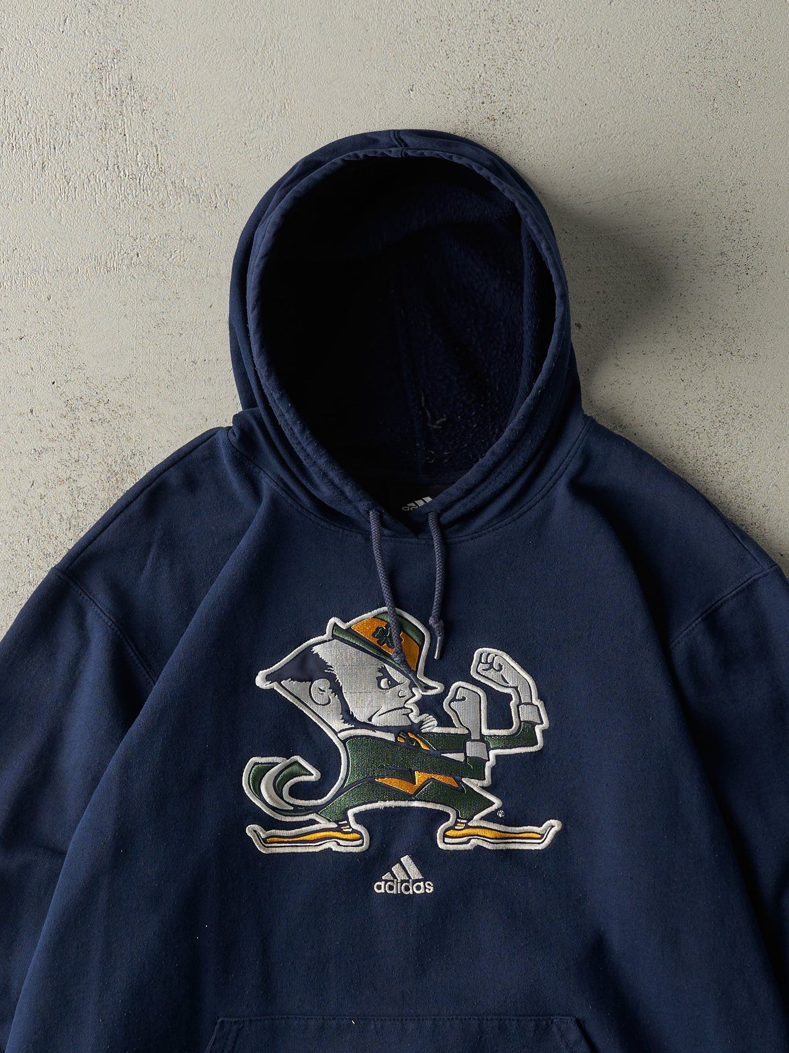 Vintage Y2K Navy Blue Embroidered Notre Dame Fighting Irish Hoodie (L)