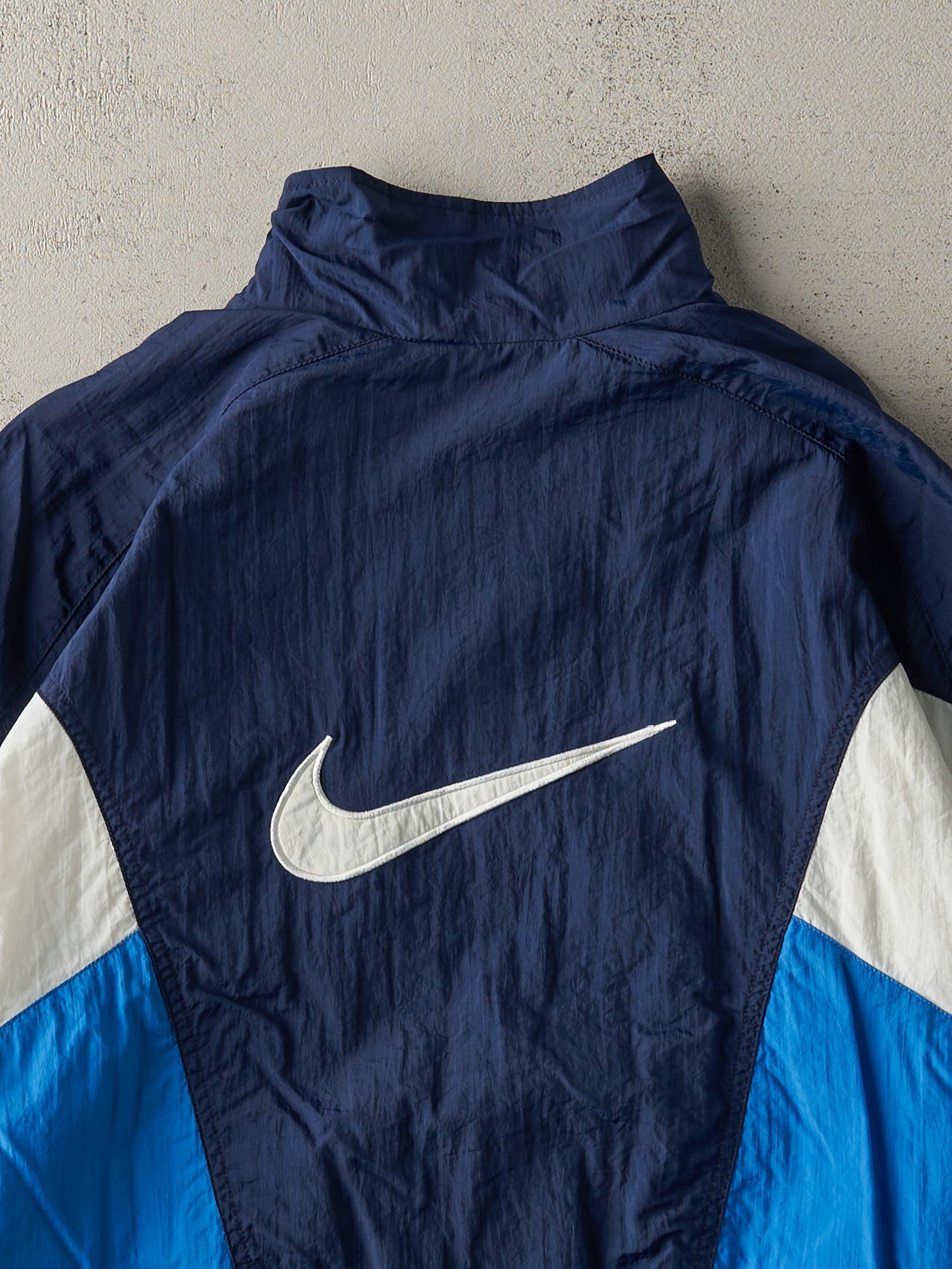 Vintage 90s Navy, White & Blue Nike Windbreaker Jacket (L/XL)